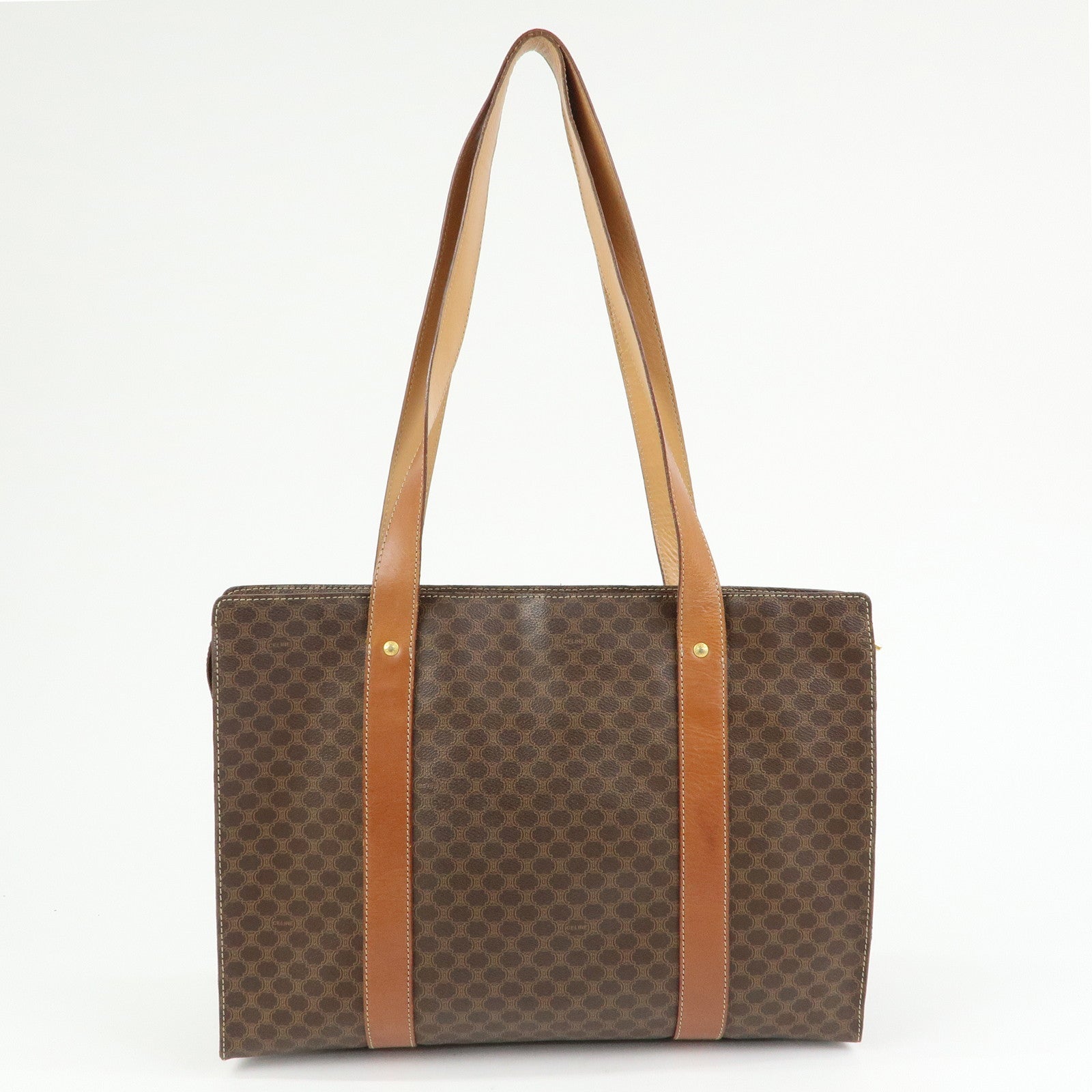 CELINE Macadam PVC Leather Tote Bag Shoulder Bag Brown