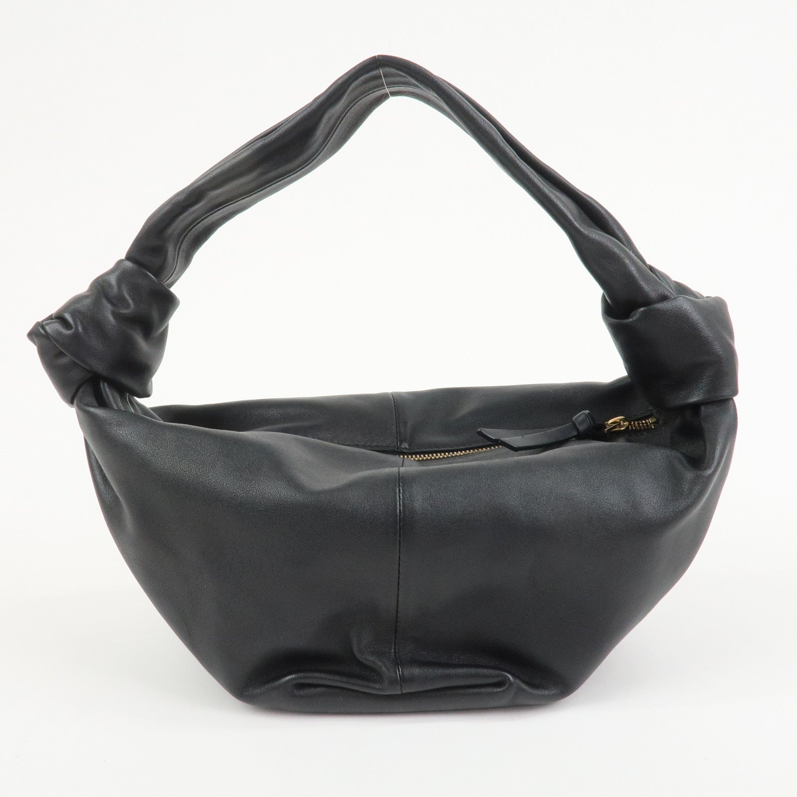 BOTTEGA VENETA Double Knots Leather Hand Bag Black