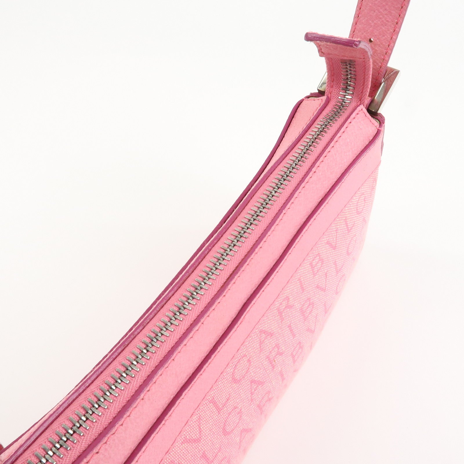 BVLGARI Logo Mania Leather Canvas Shoulder Bag Pink
