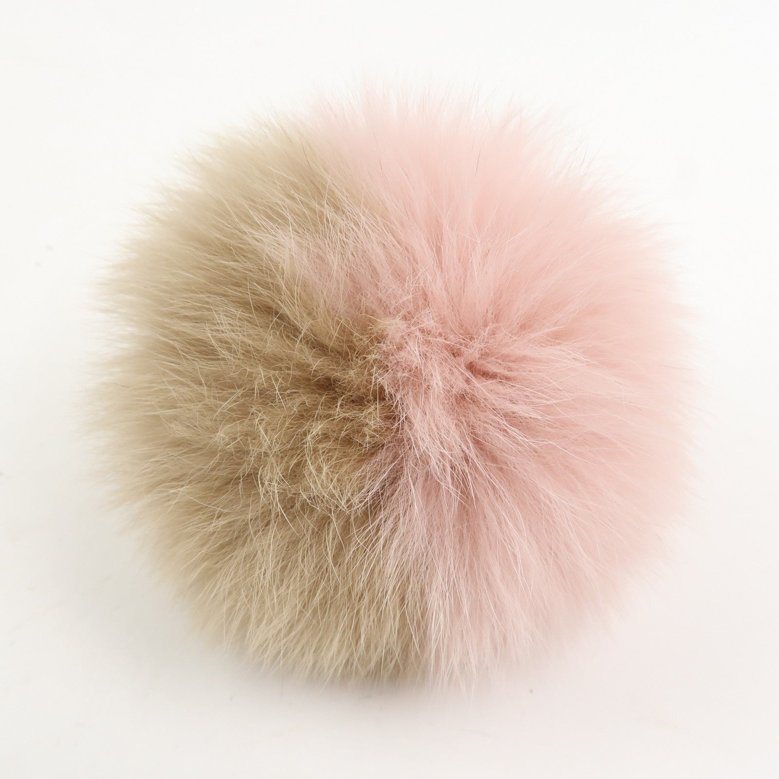FENDI Pompom Fur Bag Charm Key Ring Brown Pink A7R259