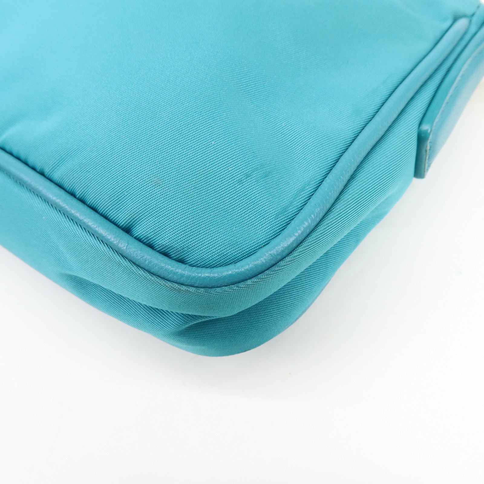 PRADA Triangle Logo Nylon Saffiano Leather Shoulder Bag Blue