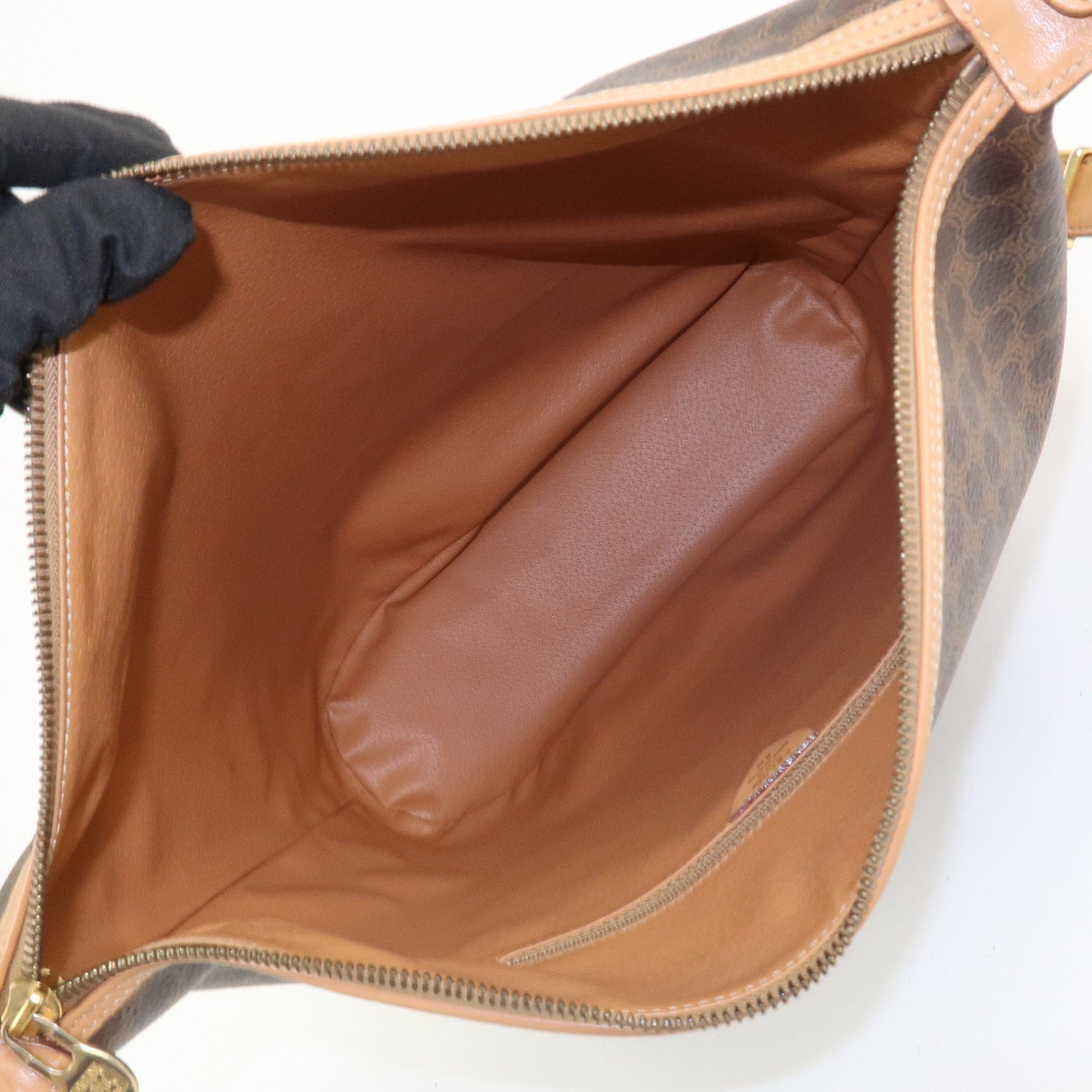 CELINE Macadam PVC Leather Shoulder Bag Hand Bag Brown