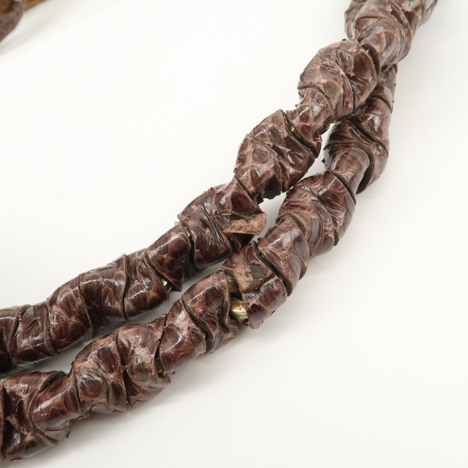 JIMMY CHOO Leather Suede Chain Shoulder Bag Hand Bag Brown