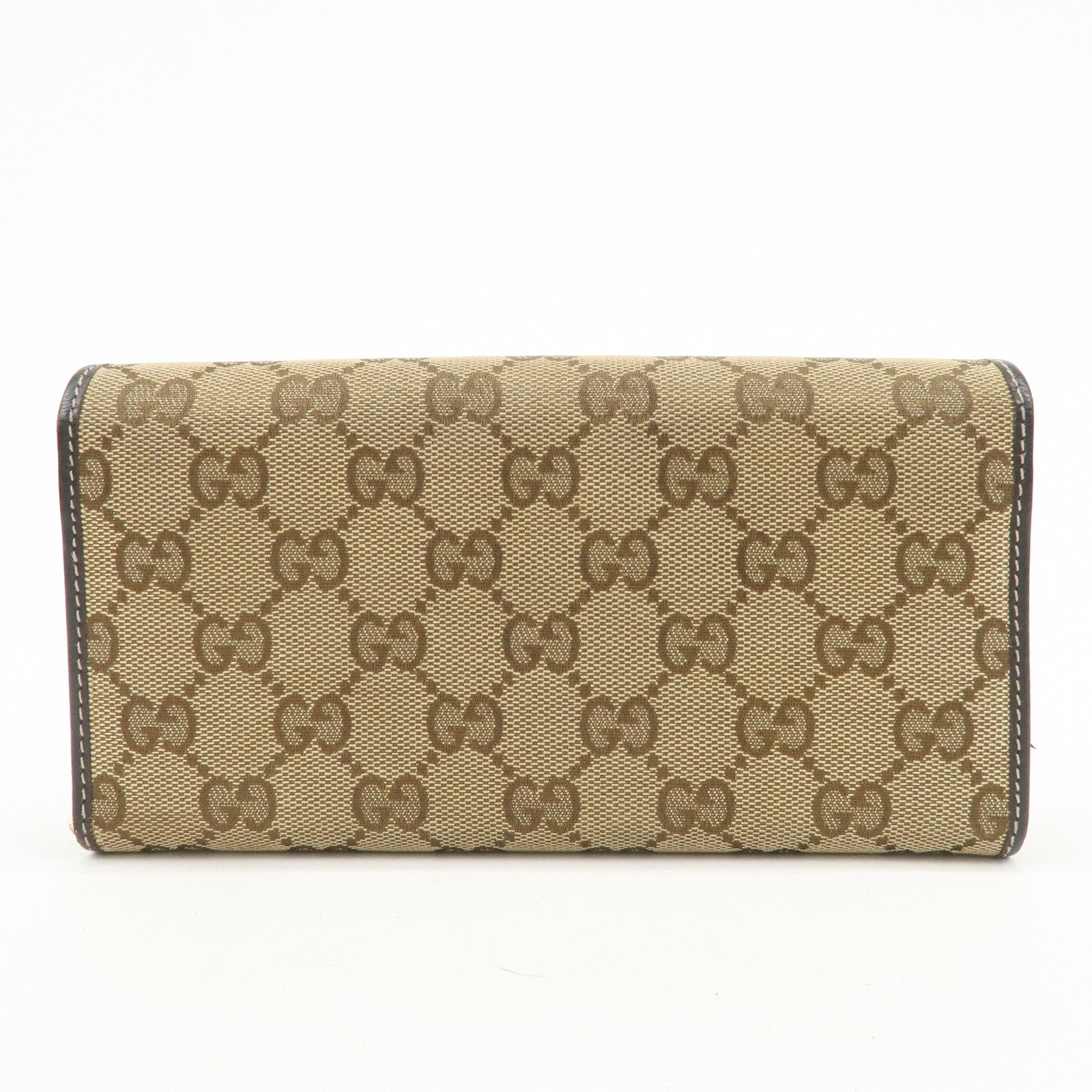 GUCCI Lovely Heart GG Canvas Leather Long Wallet Brown 251861
