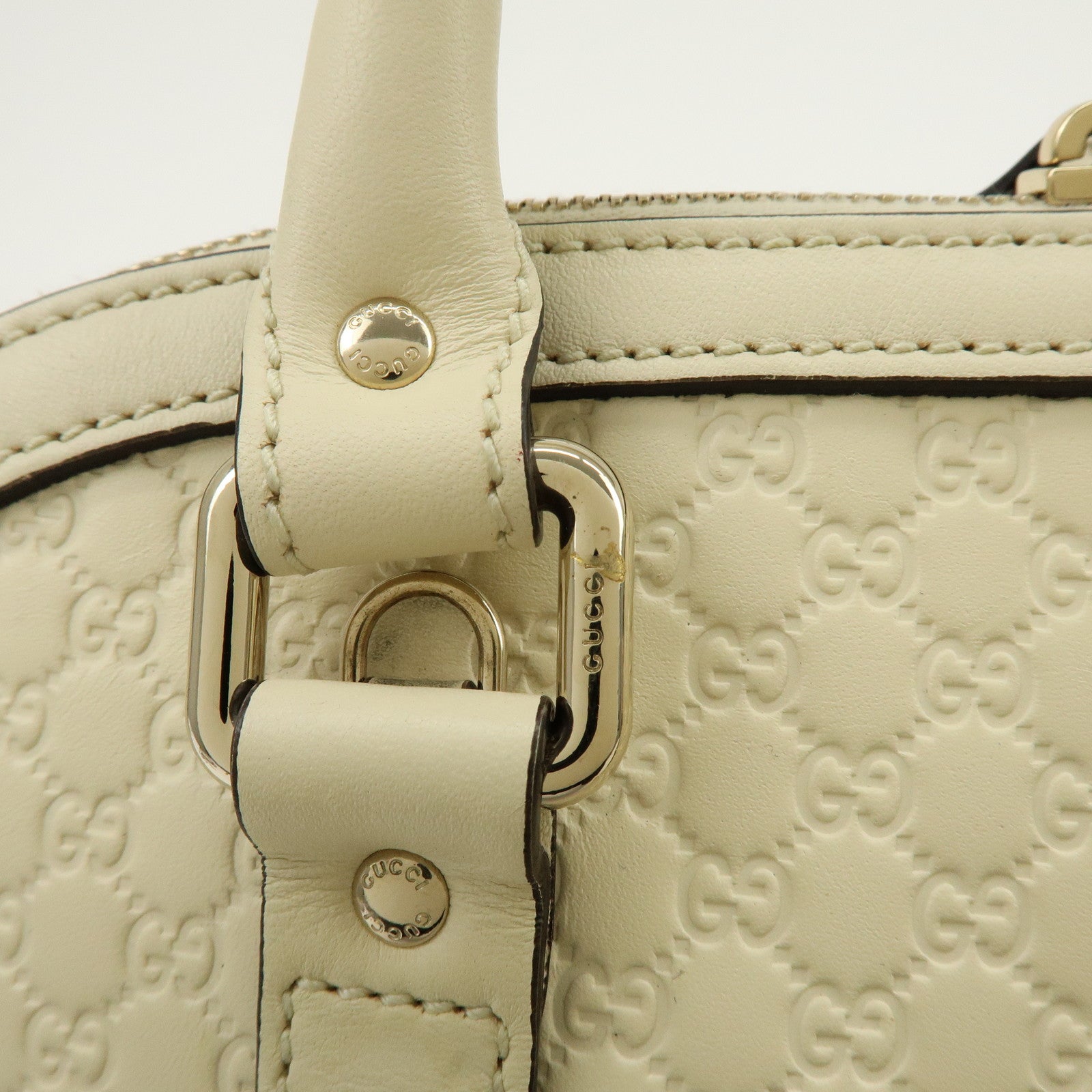 GUCCI Microguccissima Leather 2Way Bag Hand Bag Ivory 449663