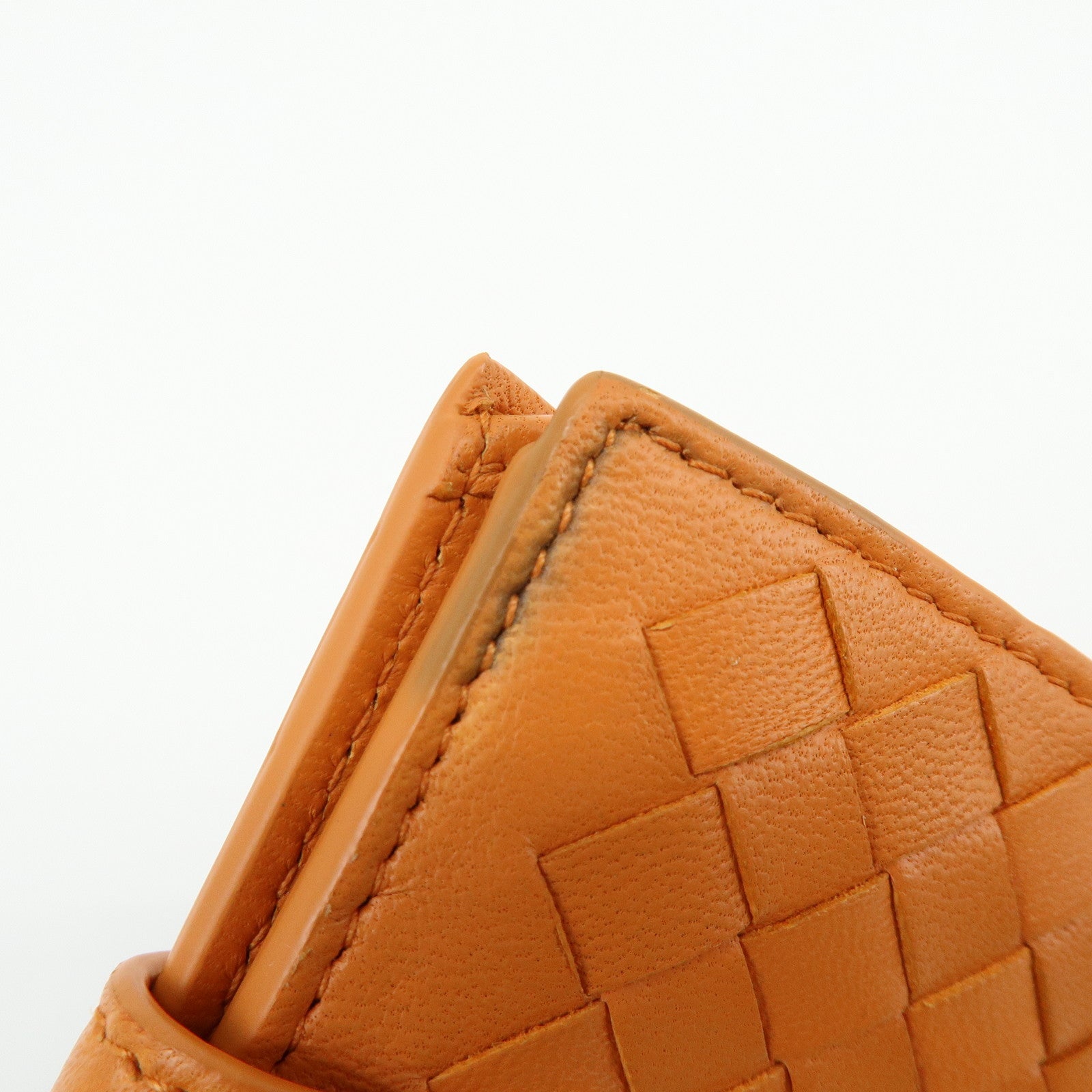 Bottega Veneta Intrecciato Leather Bi-fold Comact Wallet Orange