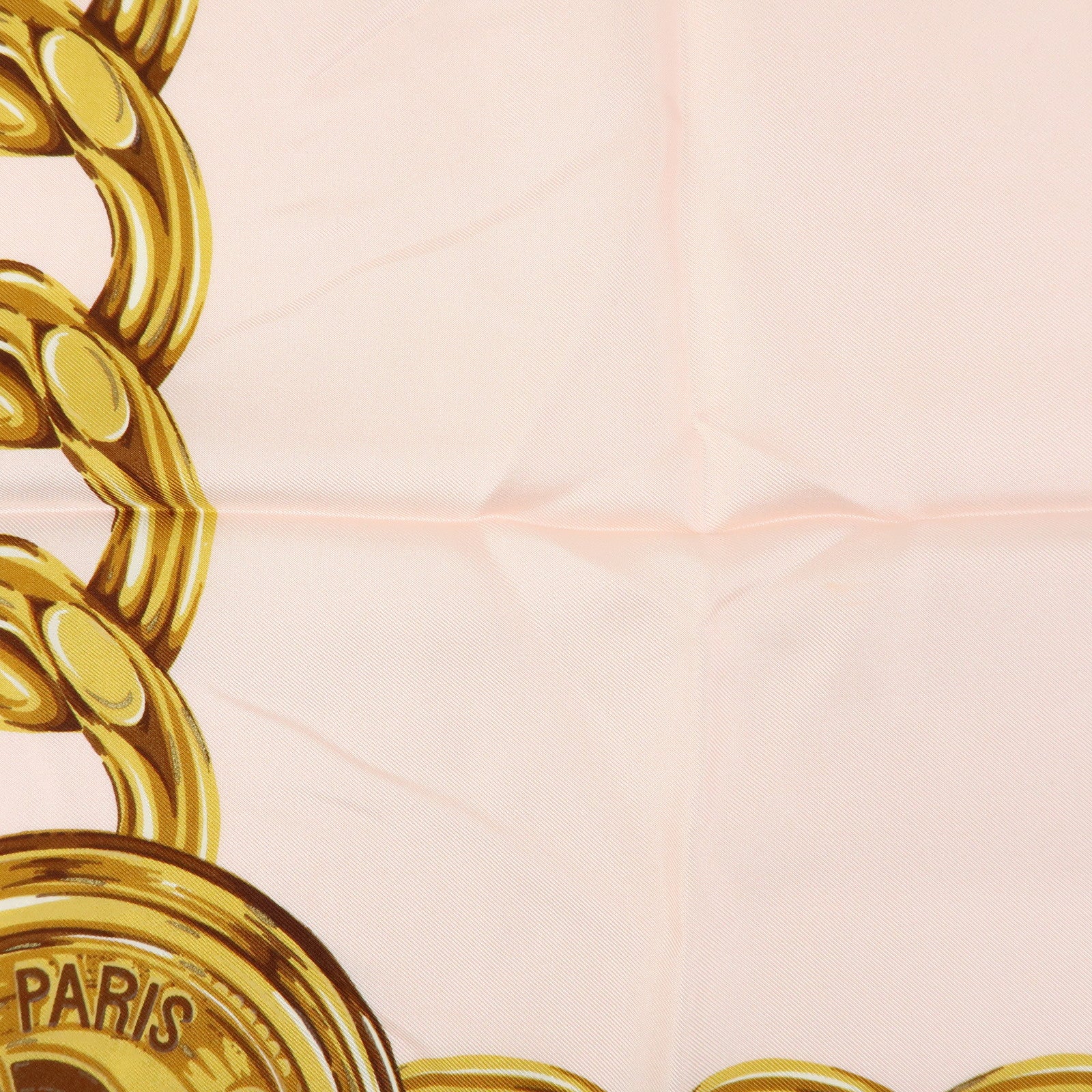 CHANEL COCO Mark Silk 100% Scarf Chain Pearl Motif Pink