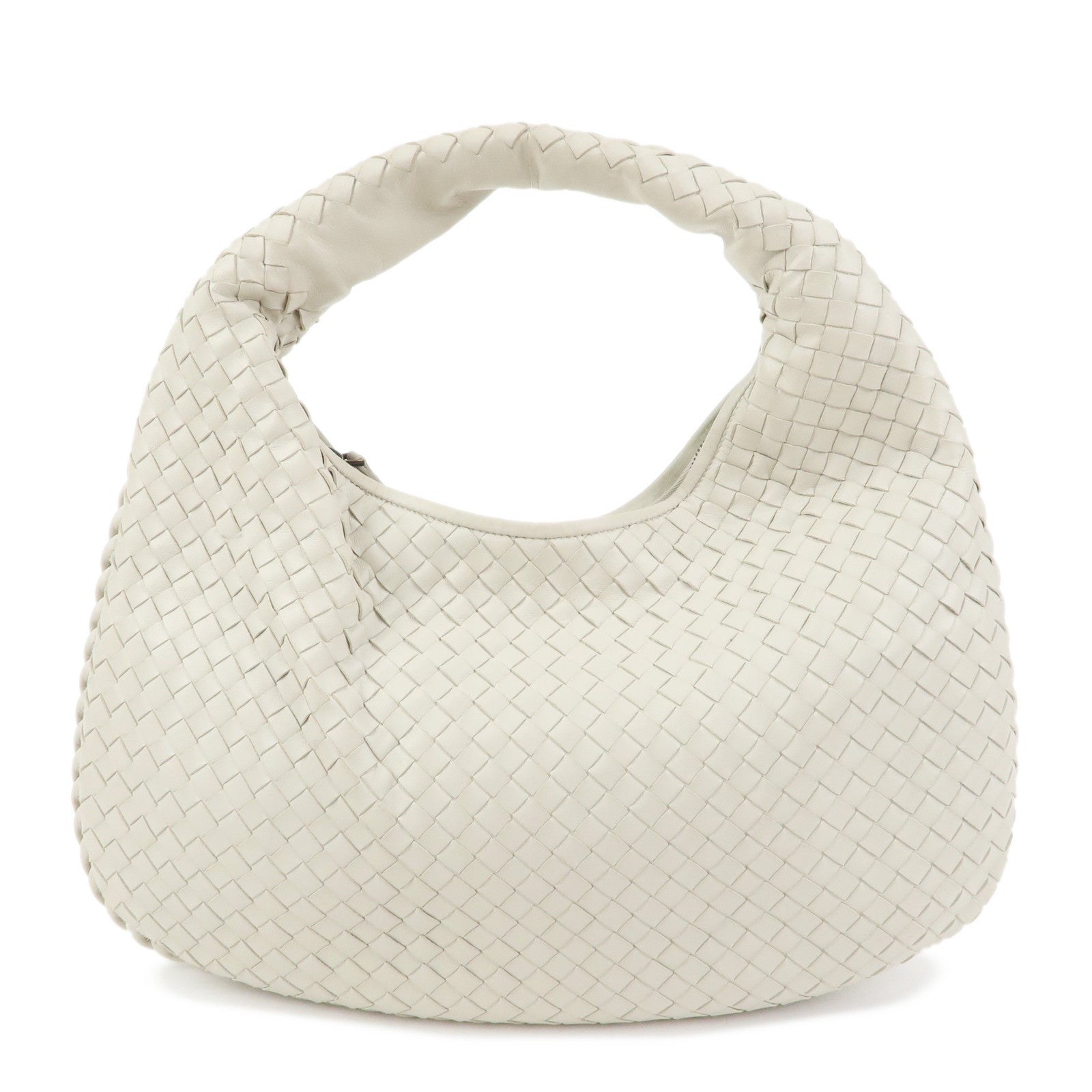 BOTTEGA VENETA Hobo Intrecciato Leather Shoulder Bag Ivory 232499