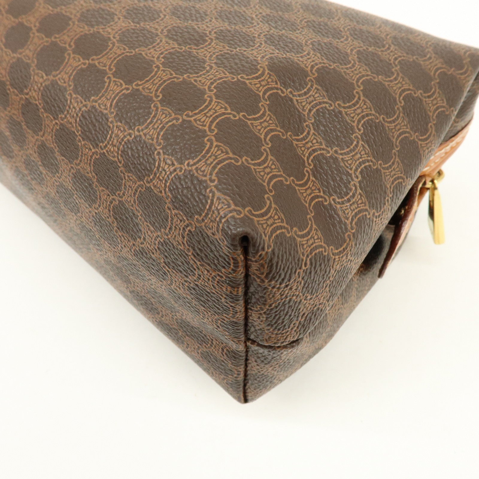 CELINE Macadam PVC Leather Pouch Cosmetic Pouch Brown