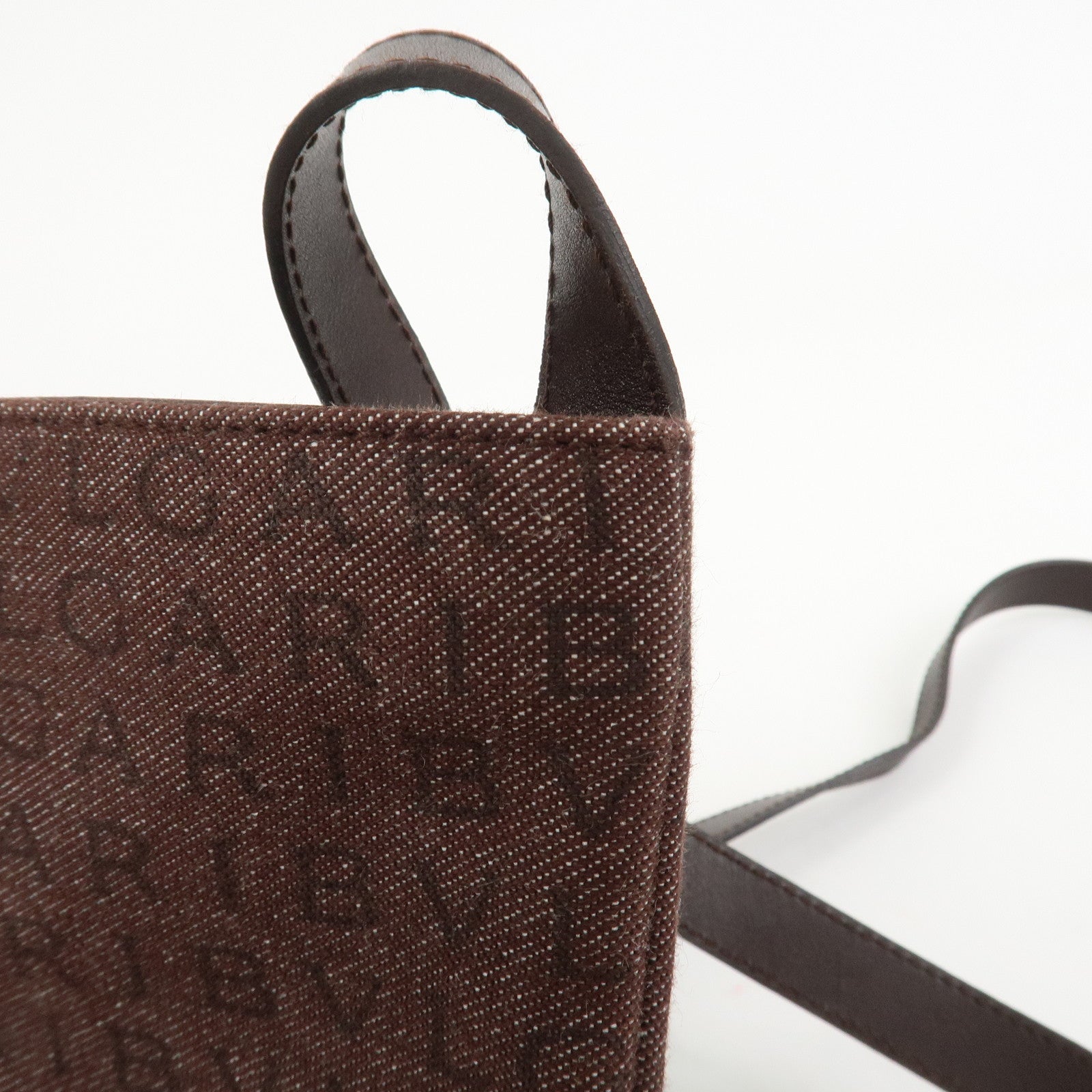BVLGARI Logo Mania Canvas Leather Shoulder Bag Crossbody Bag Brown
