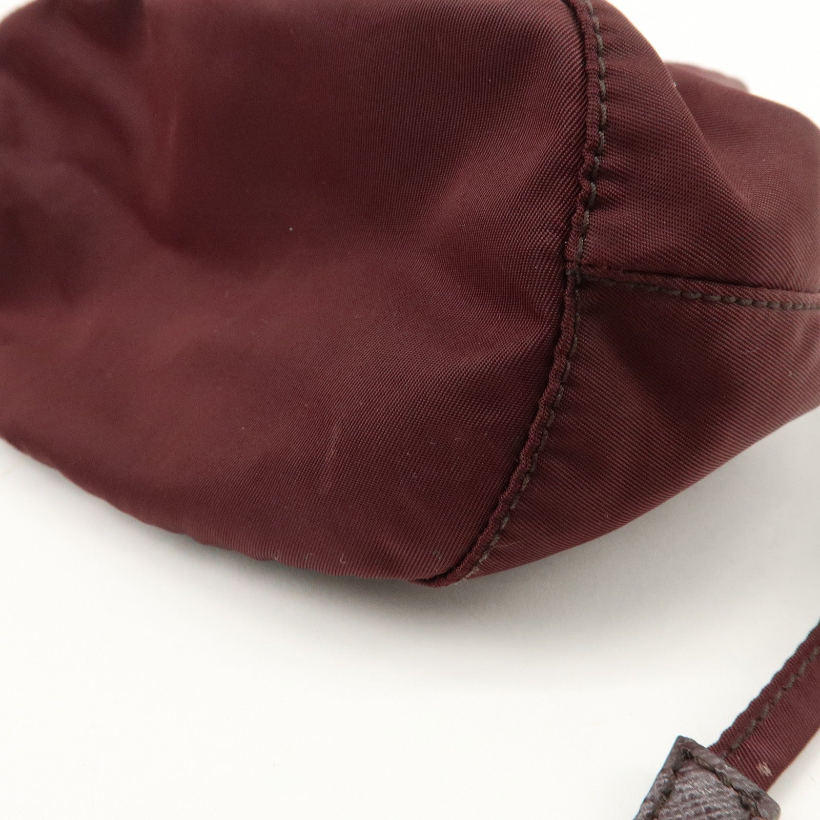 PRADA Triangle Logo Nylon Saffiano Leather Drawstring Pouch Bag