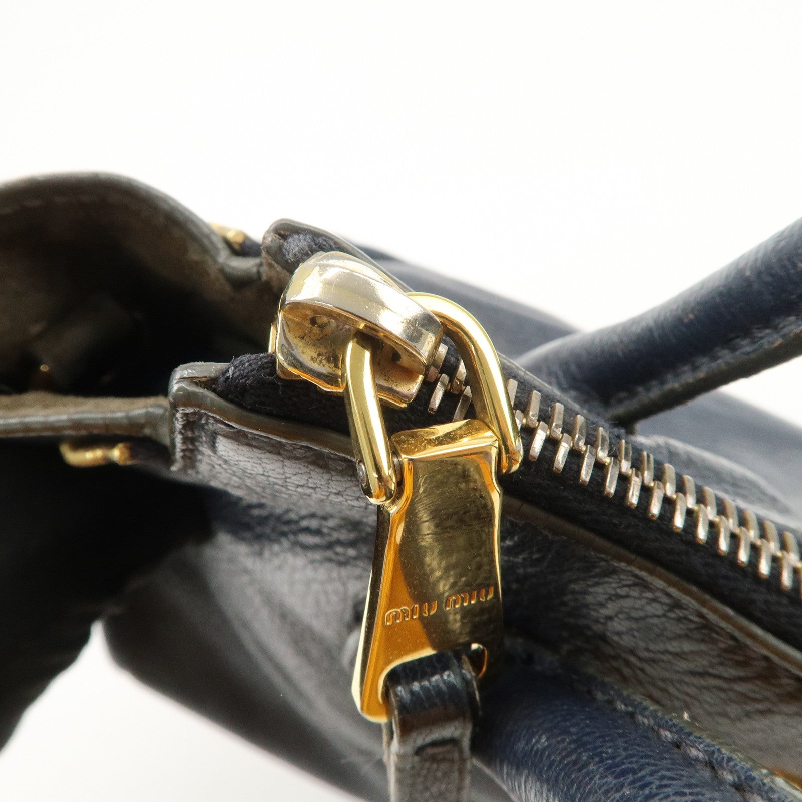 MIUMIU Matelasse Leather 2Way Bag Hand Bag Navy 5BA003