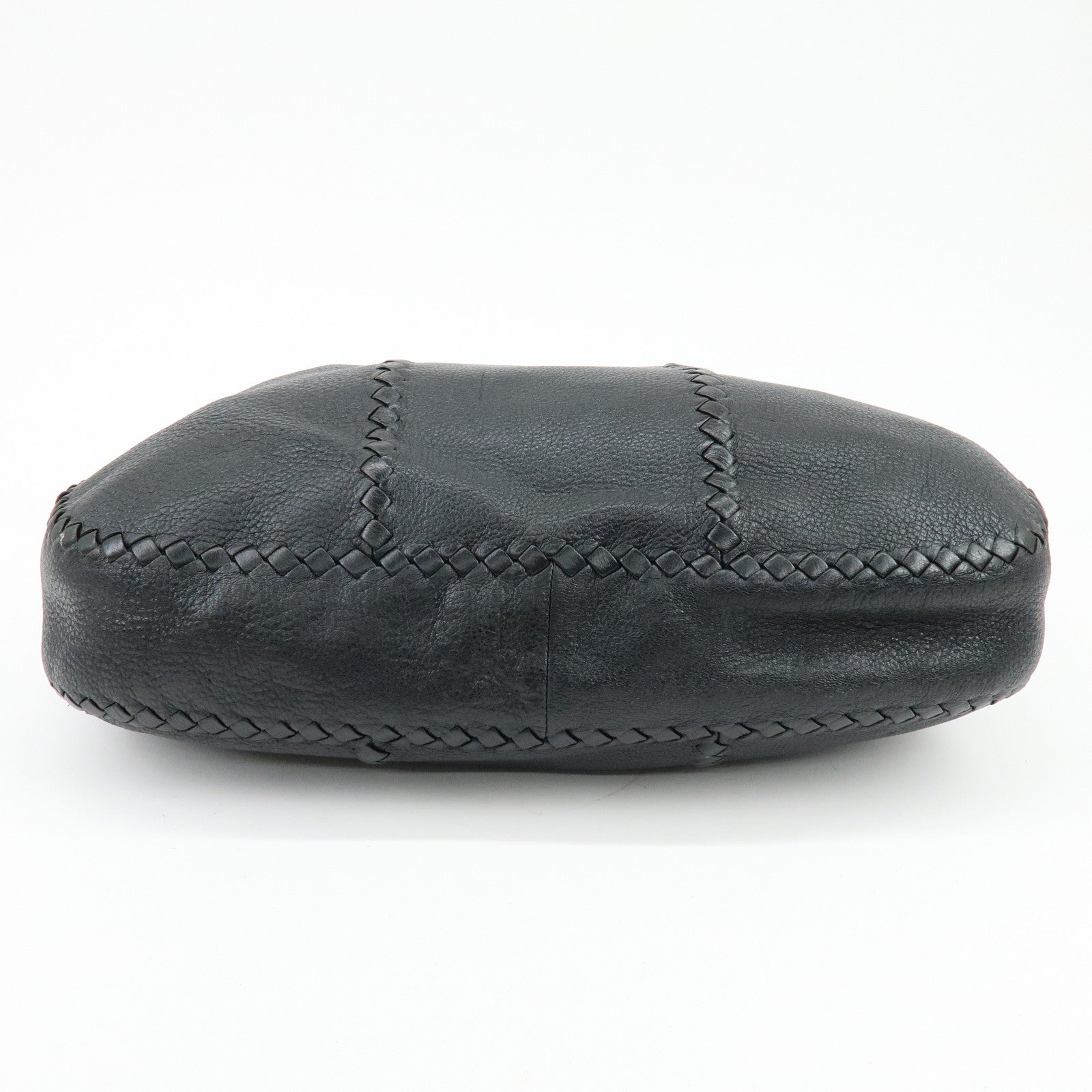 BOTTEGA VENETA Cervo Leather Shoulder Bag Hand Bag Black