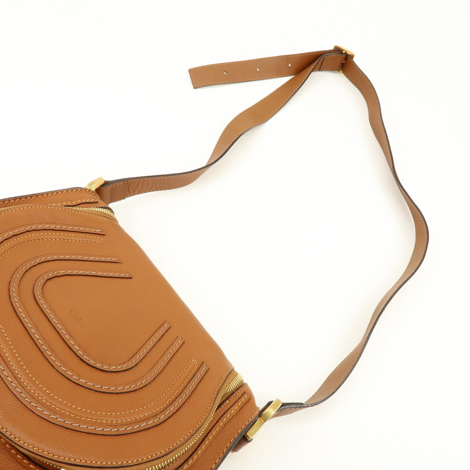 Chloe Marcie Leather Shoulder Bag Crossbody Bag Brown Camel