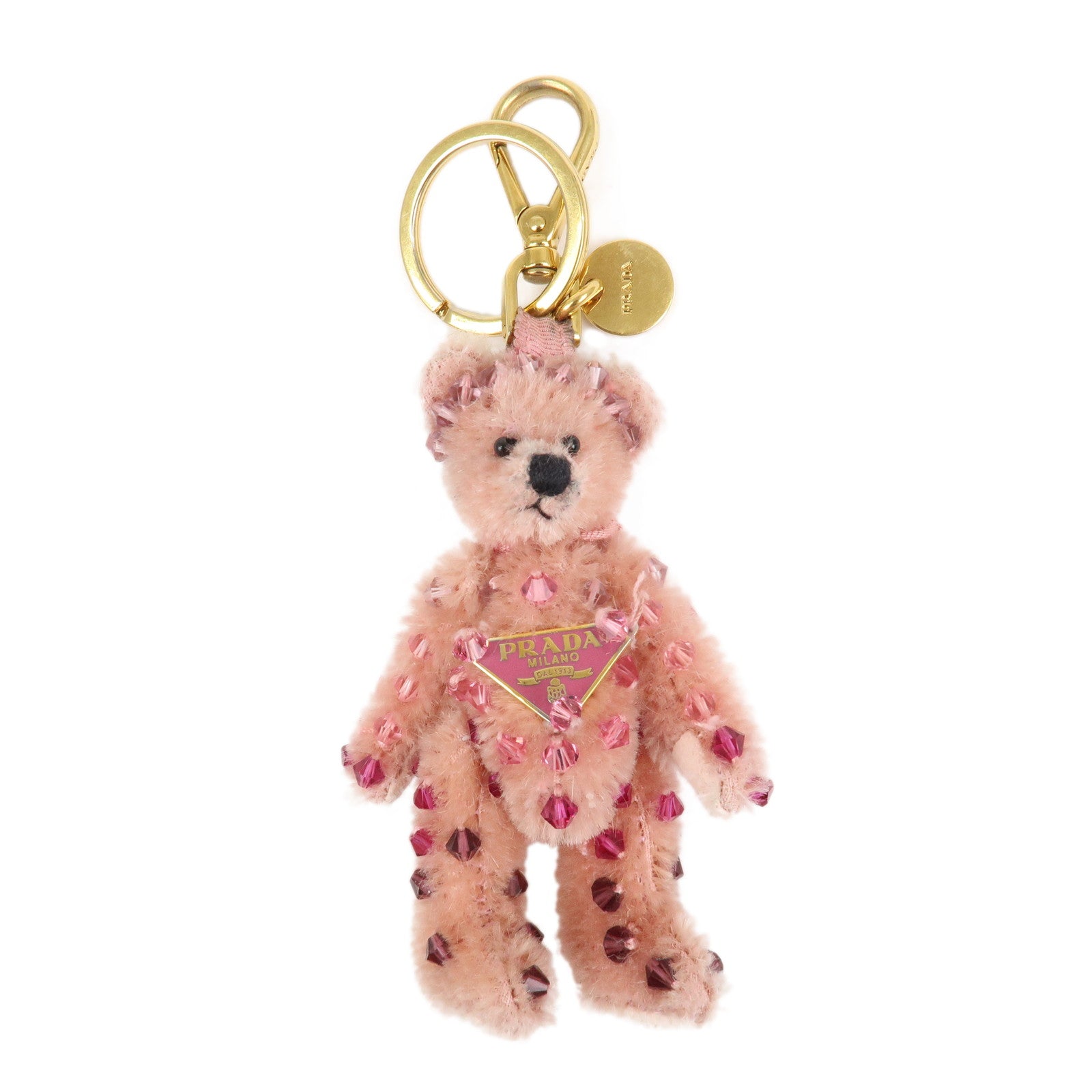 PRADA Logo Bear Motif Bag Charm Key Holder Bijou Pink