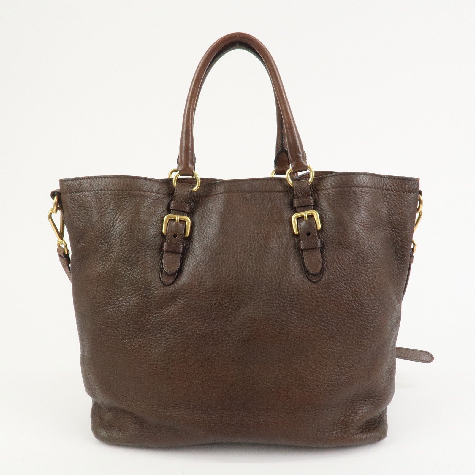 PRADA Leather 2Way Bag Hand Bag Shoulder Bag Crosbody Bag Brown