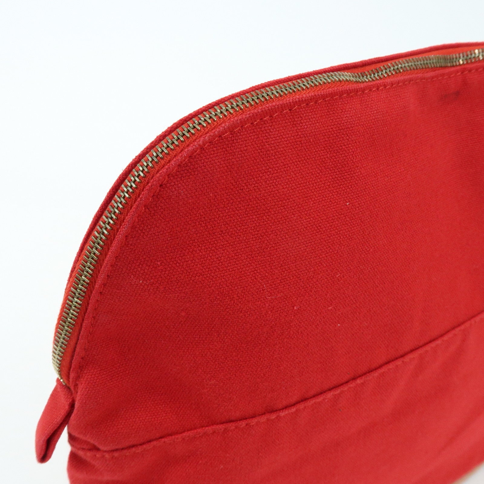 HERMES Cotton Canvas Bolide Pouch GM Cosmetic Pouch Red