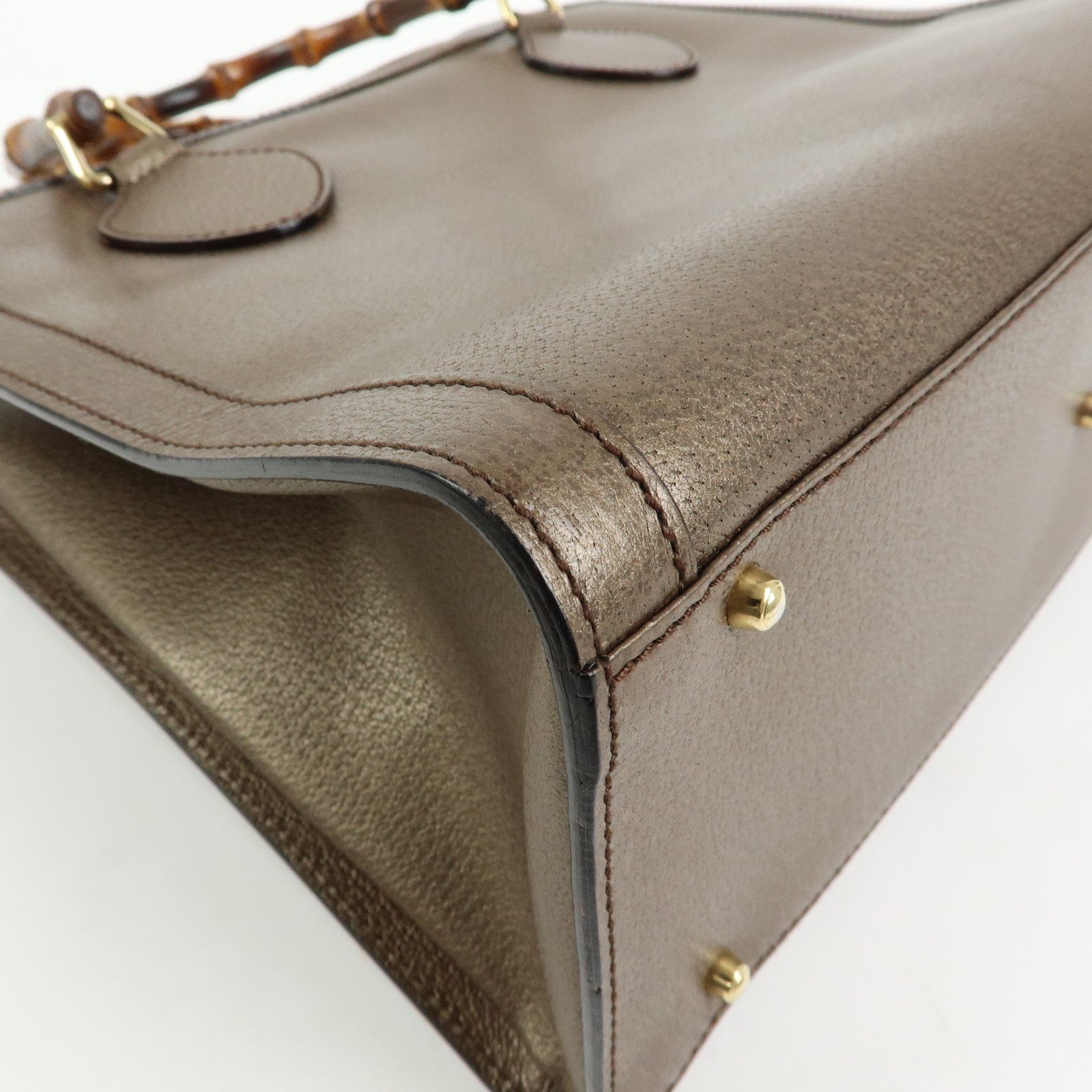 GUCCI Calf Leather Tote Bag Hand Bag Brown 002・1998・0260