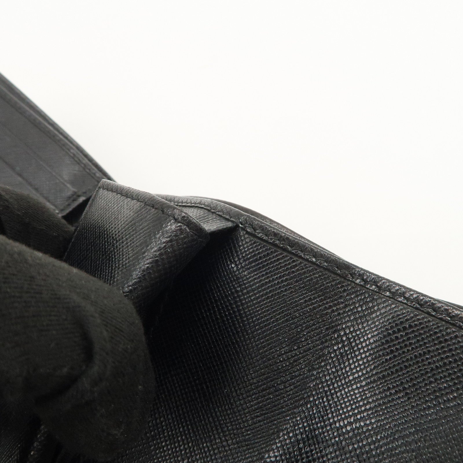 PRADA Triangle Logo Nylon Leather Tri-fold Compact Wallet Black