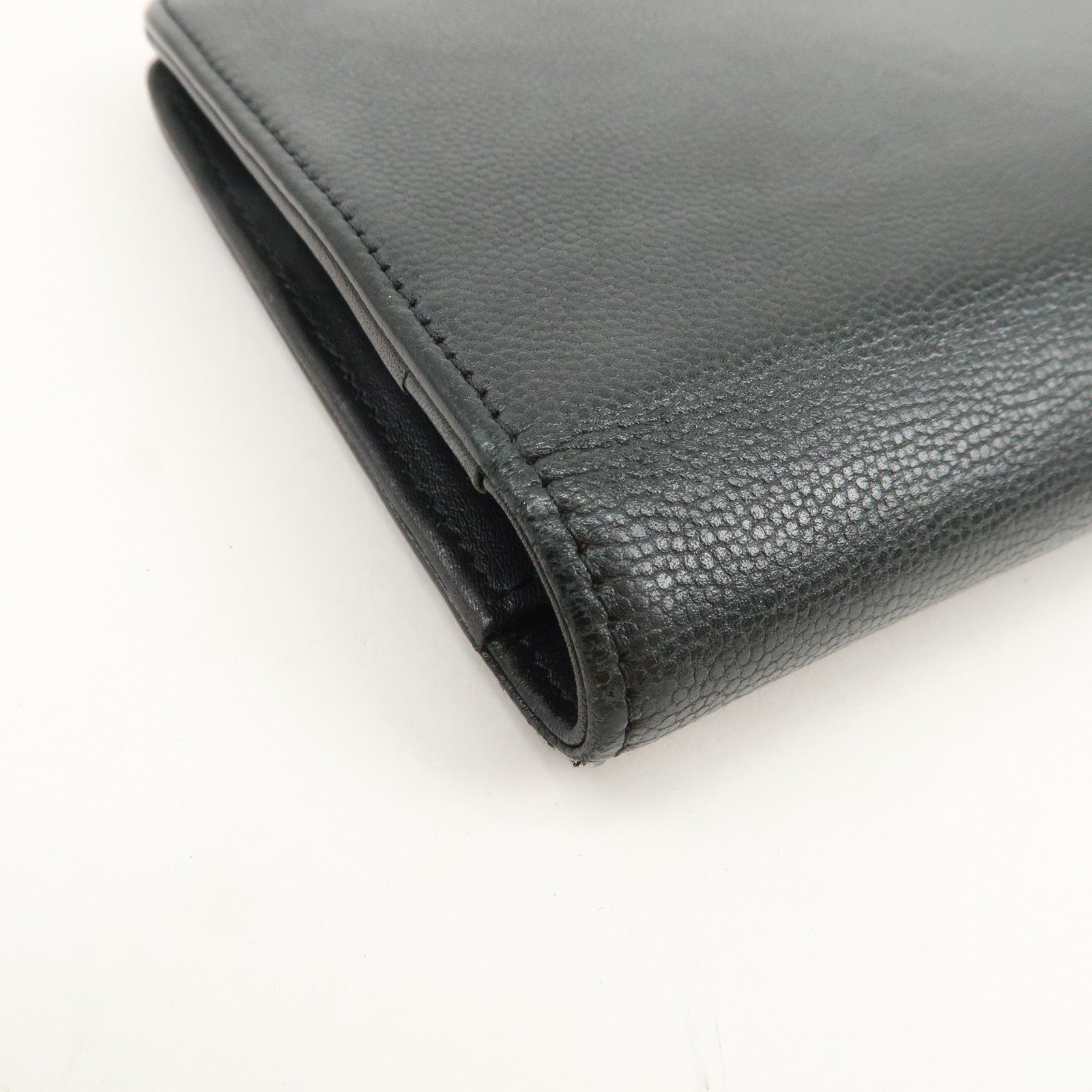 CHANEL Seburga COCO Mark Caviarskin Bi-fold Long Wallet Black