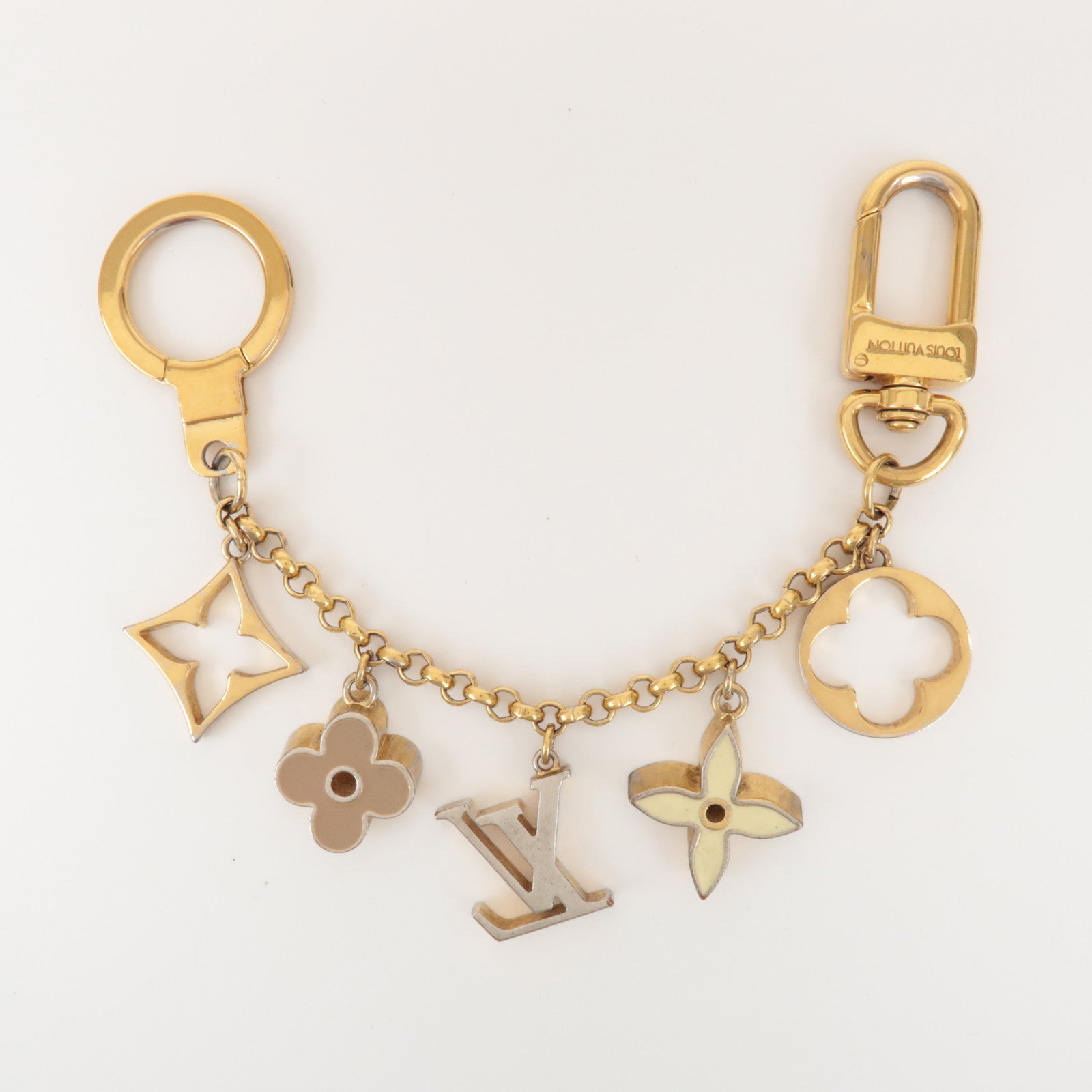 Louis Vuitton Fleur de Monogram Bag Charm Key Chain Gold M65111