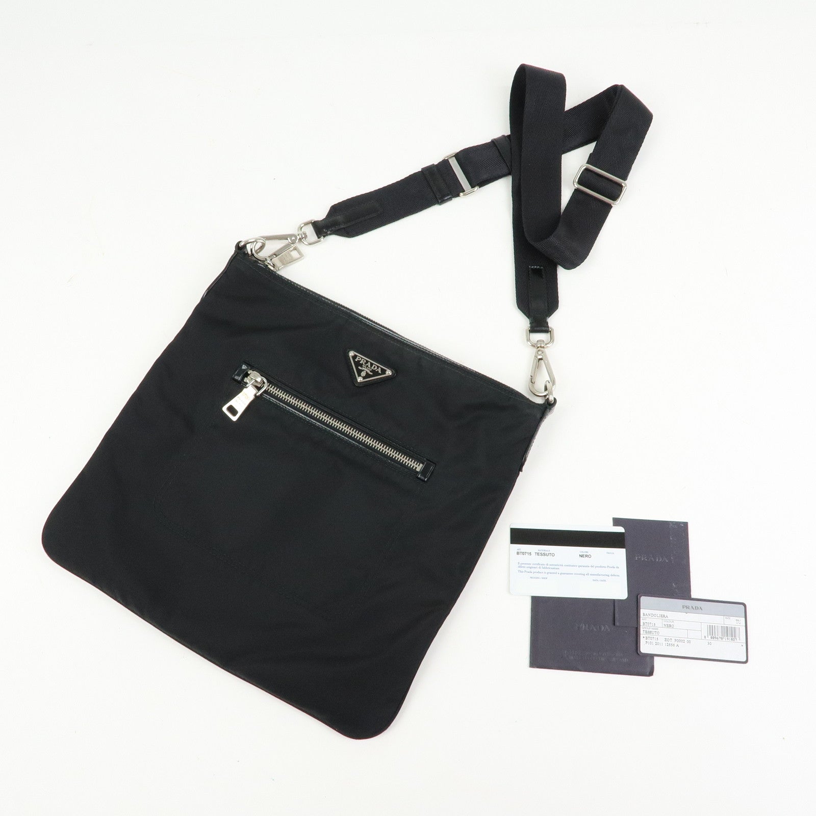 PRADA Triangle Logo Nylon Shoulder Bag Crossbody Bag Black BT0715
