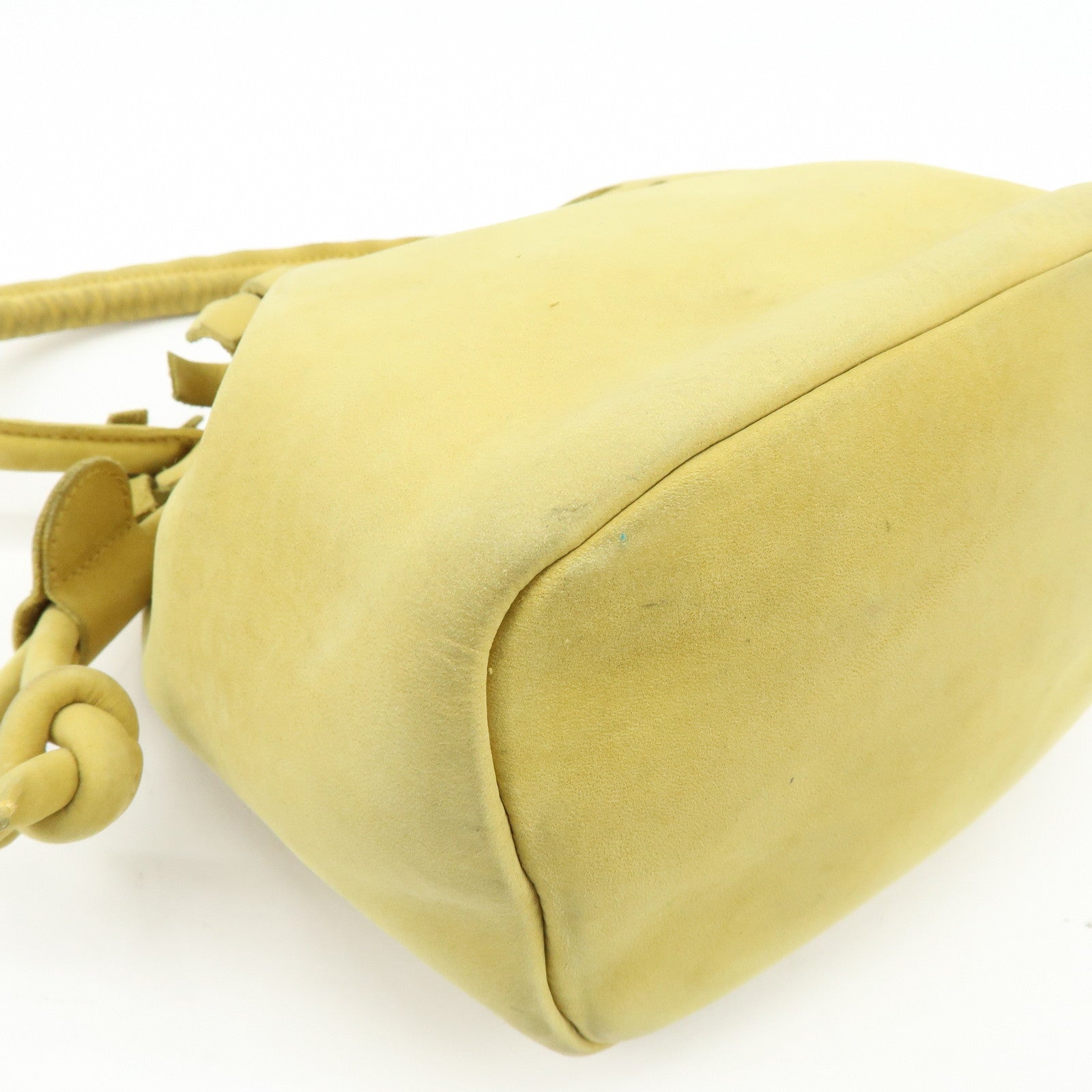 Ferragamo Suede Small Drawstring Hand Bag Yellow