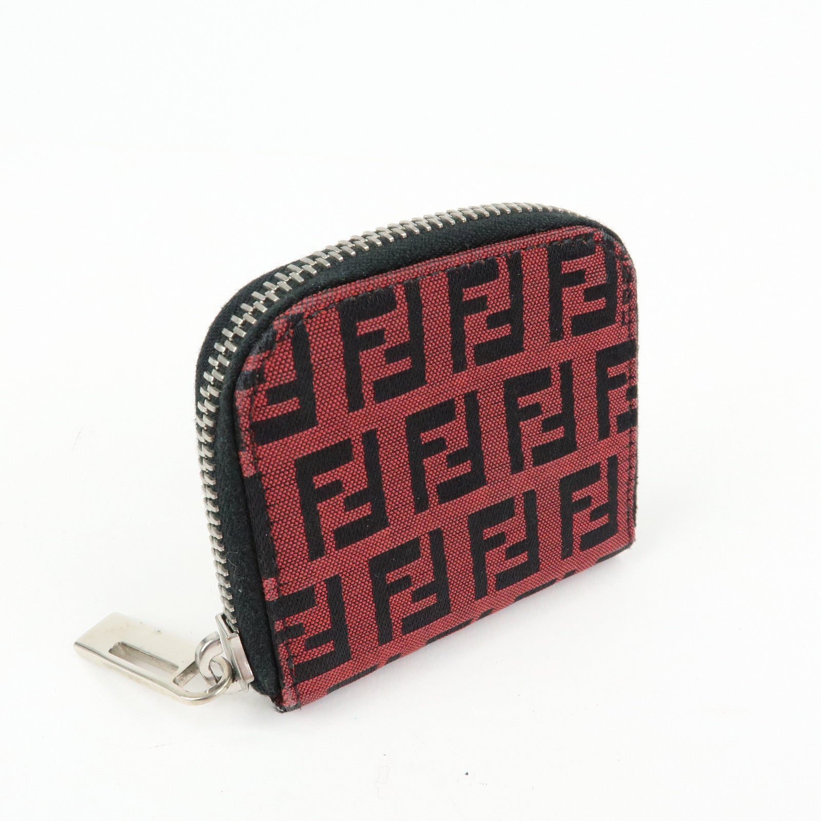 FENDI Zucchino Canvas Coin Case Coin Purse Red