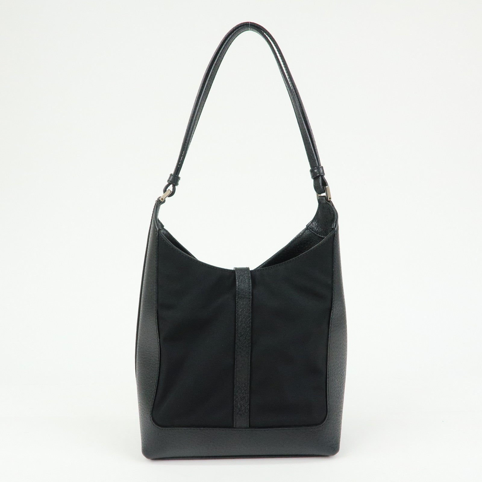 GUCCI Jackie Nylon Leather Shoulder Bag Hand Bag Black 001・3876