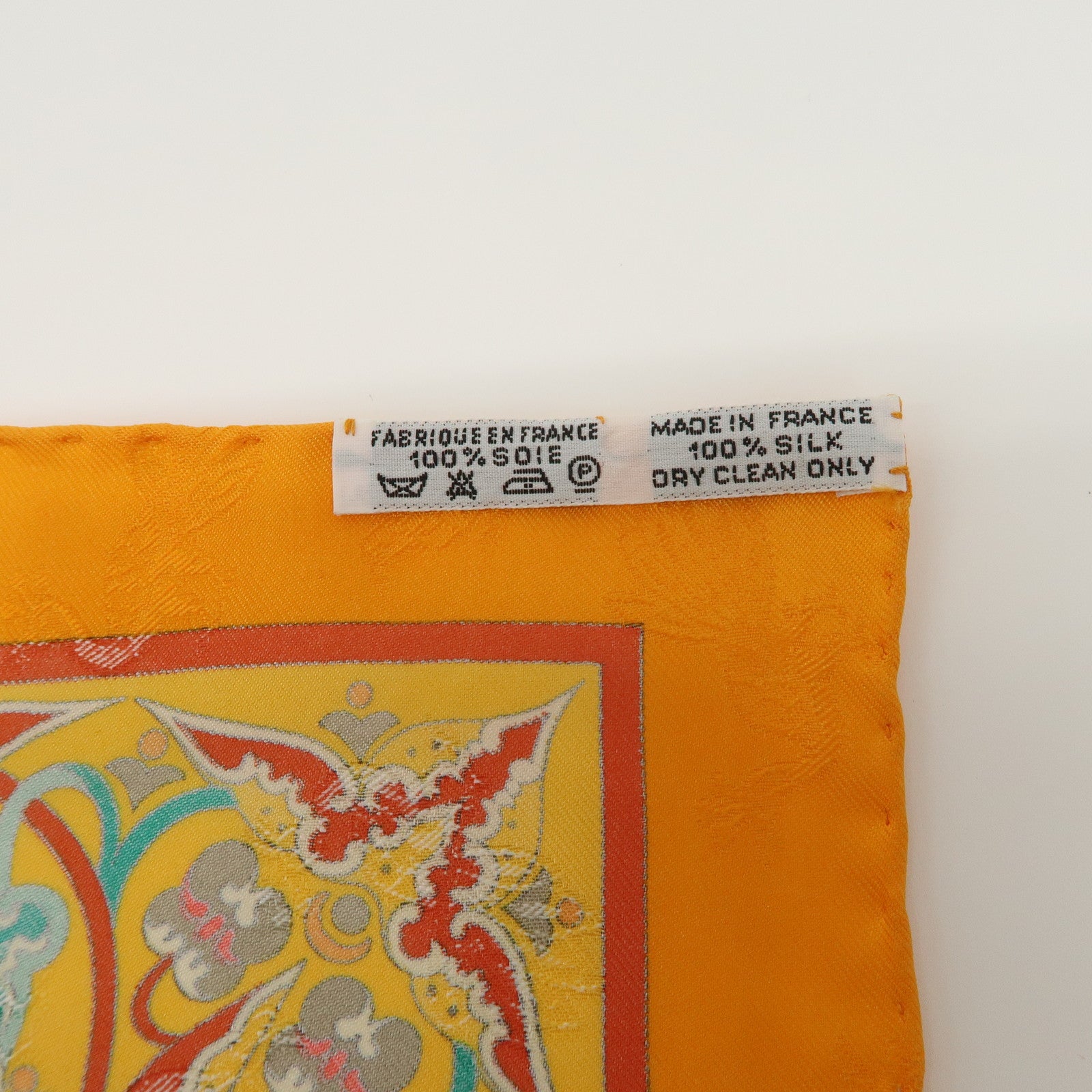 HERMES Carre 90 Silk 100% Scarf CIELS BYZANTINS Orange White
