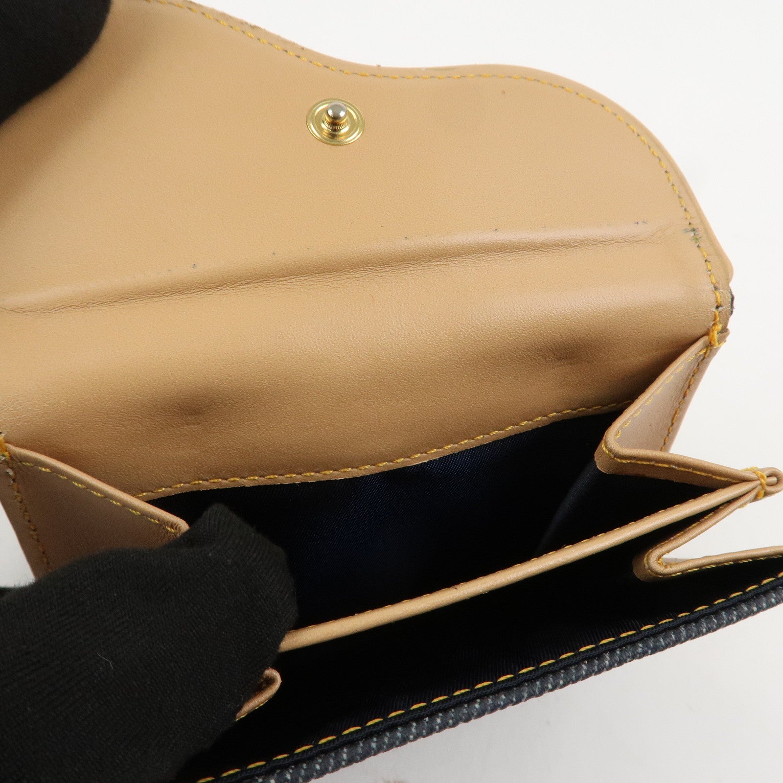 Christian Dior Saddle Denim Leather Compact Wallet Indigo Blue