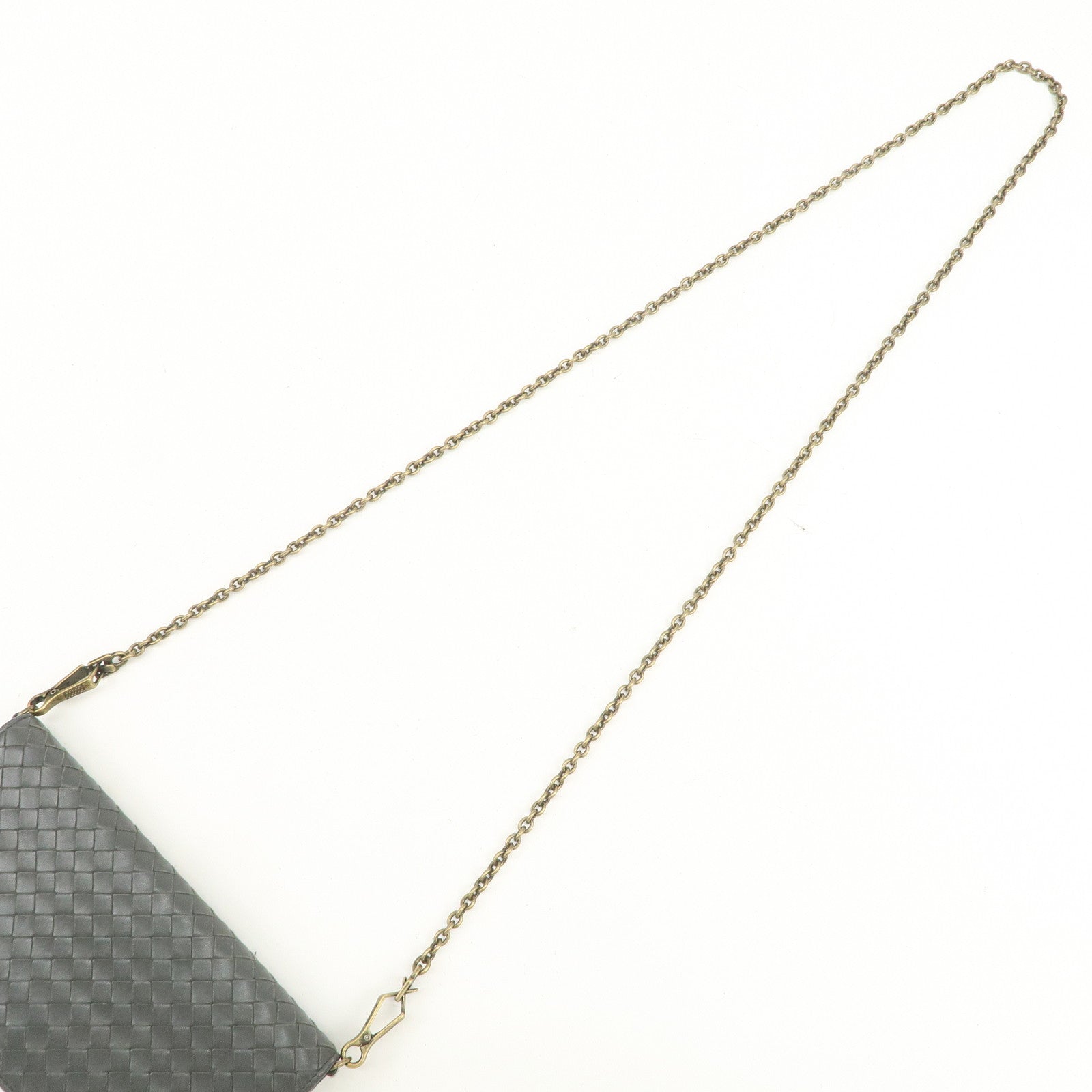 BOTTEGA VENETA Intrecciato Leather Chain Long Wallet Gray