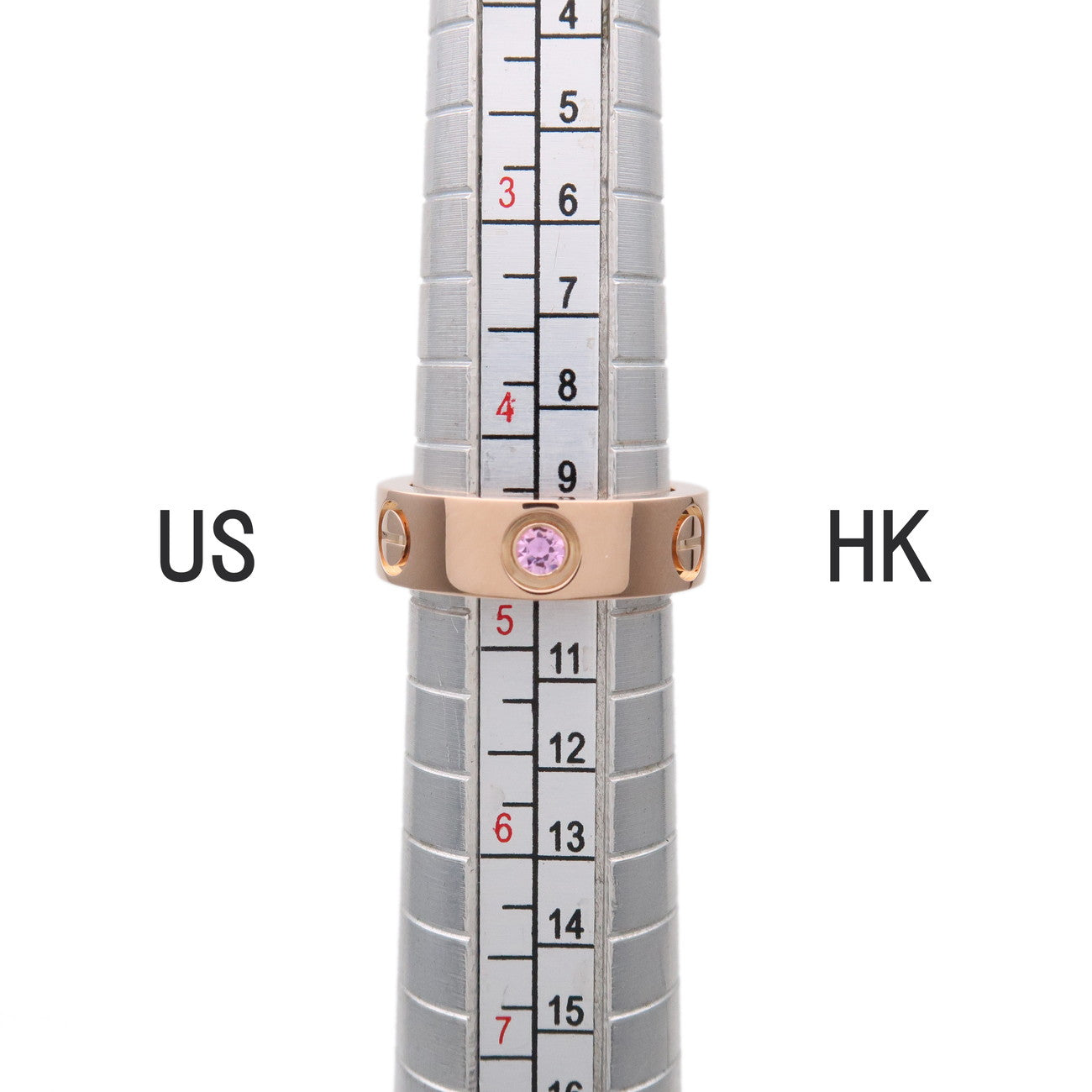 Cartier Love Ring 1P Pink Sapphire K18 750PG #48 US4.5 Rose Gold