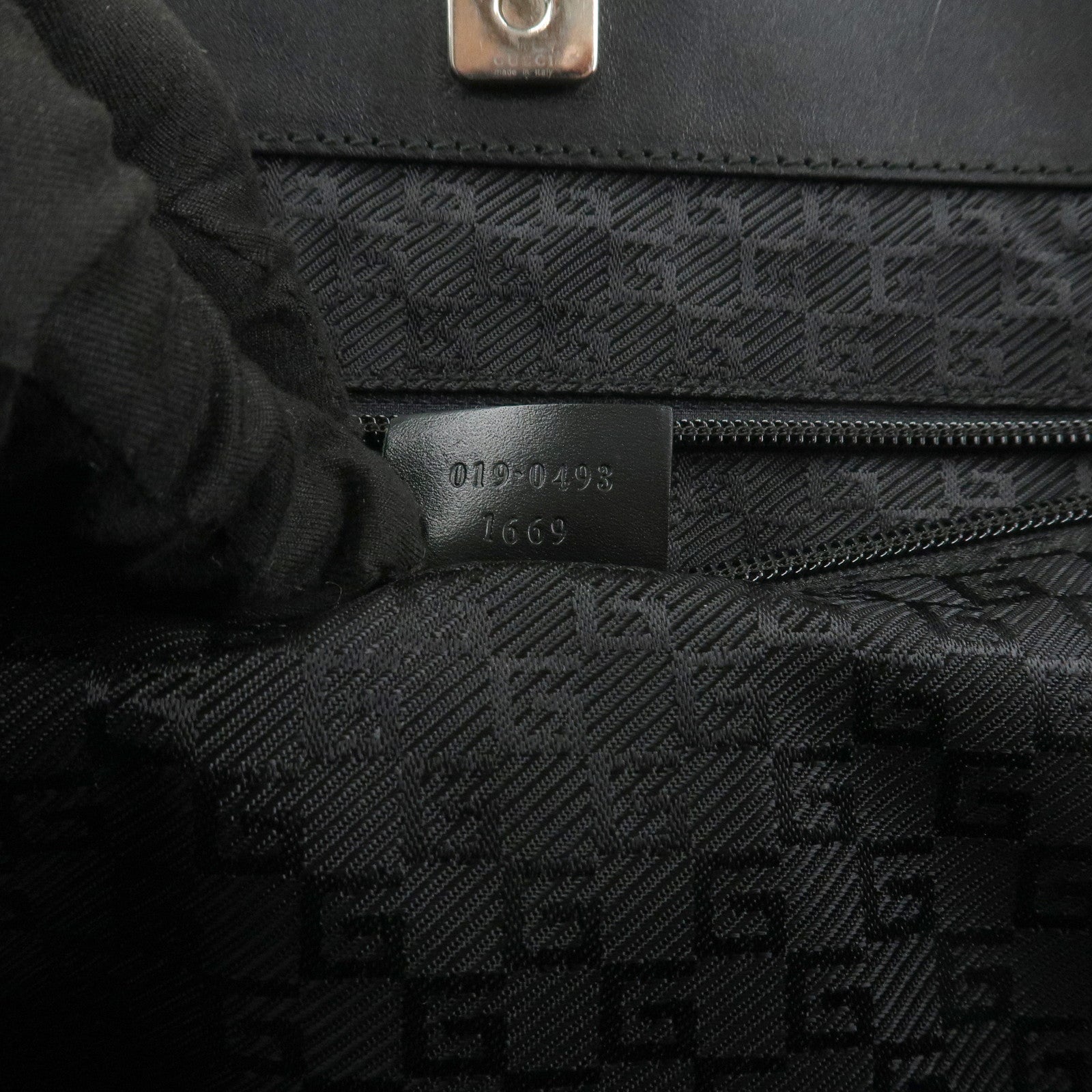 GUCCI Logo Nylon Leather Tote Bag Shoulder Bag Black 019・0493
