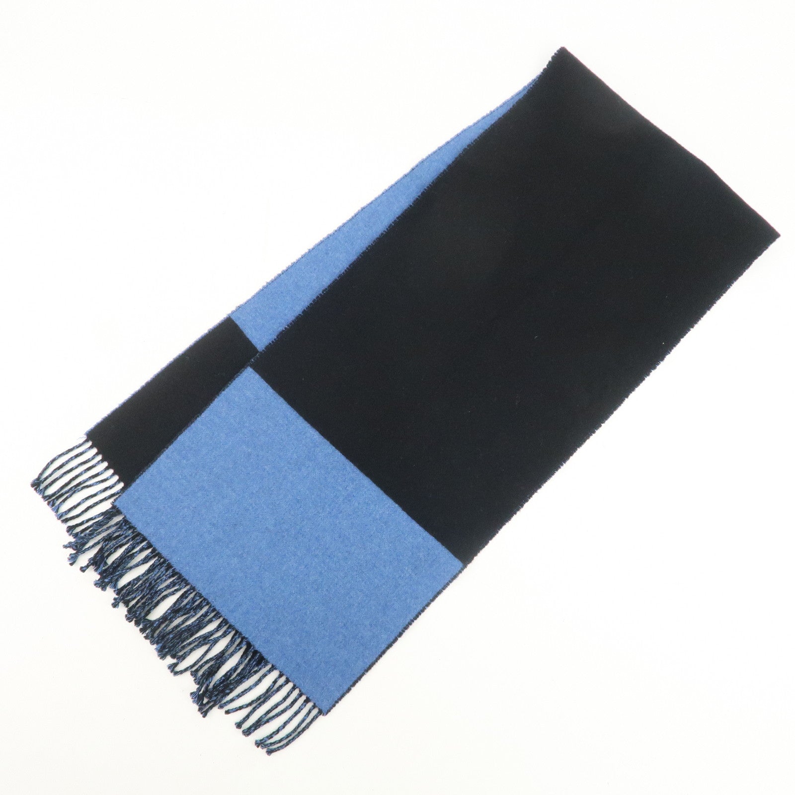 HERMES Cashmere 100% Scarf Blue Black