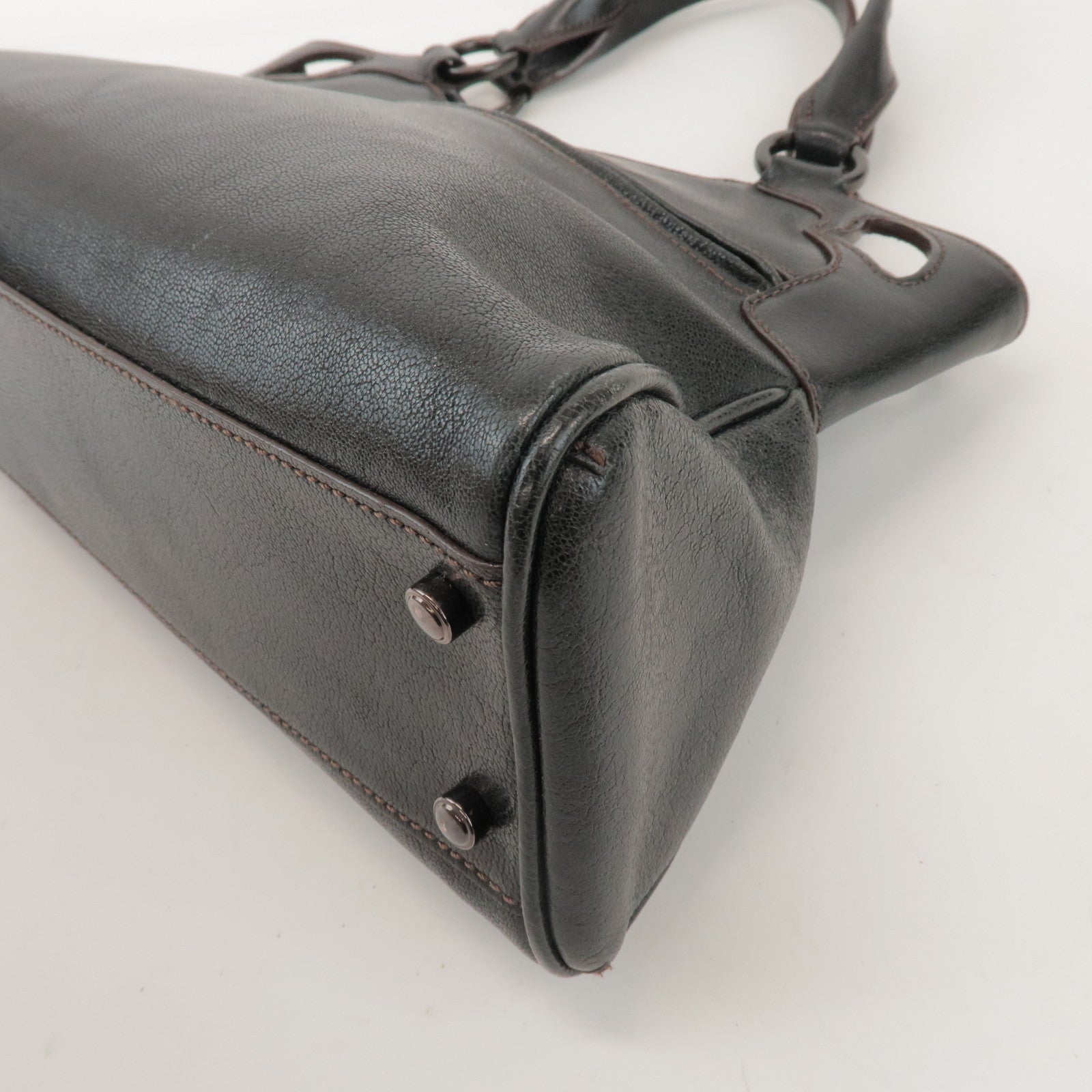 Cartier Marcello de Cartier Leather Hand Bag Tote Bag Black