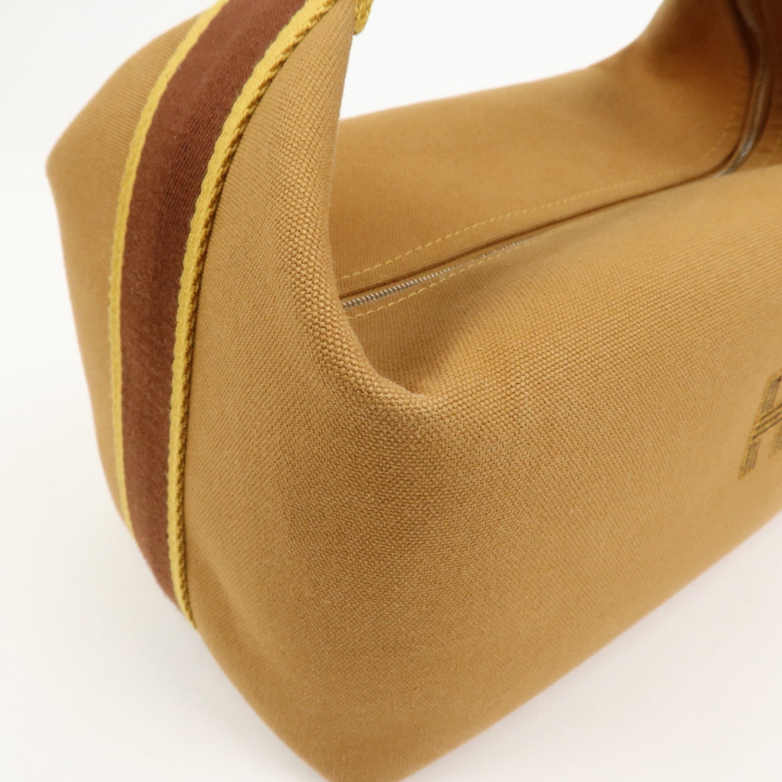HERMES Bride A Brac GM Canvas Hand Bag Cosmetic Pouch Brown