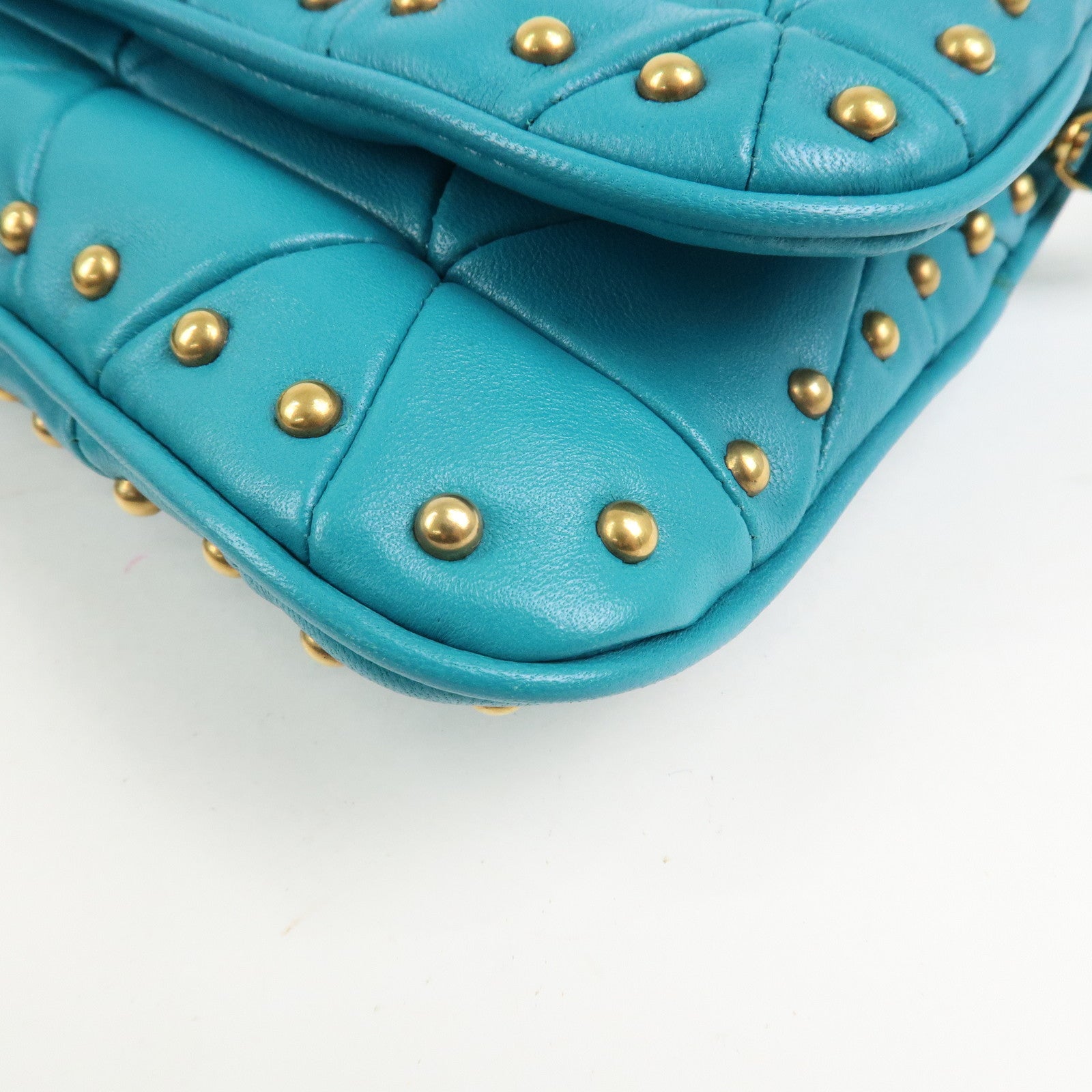 MIUMIU Matelasse Leather 2 Way Bag Shoulder Bag Blue RP0169