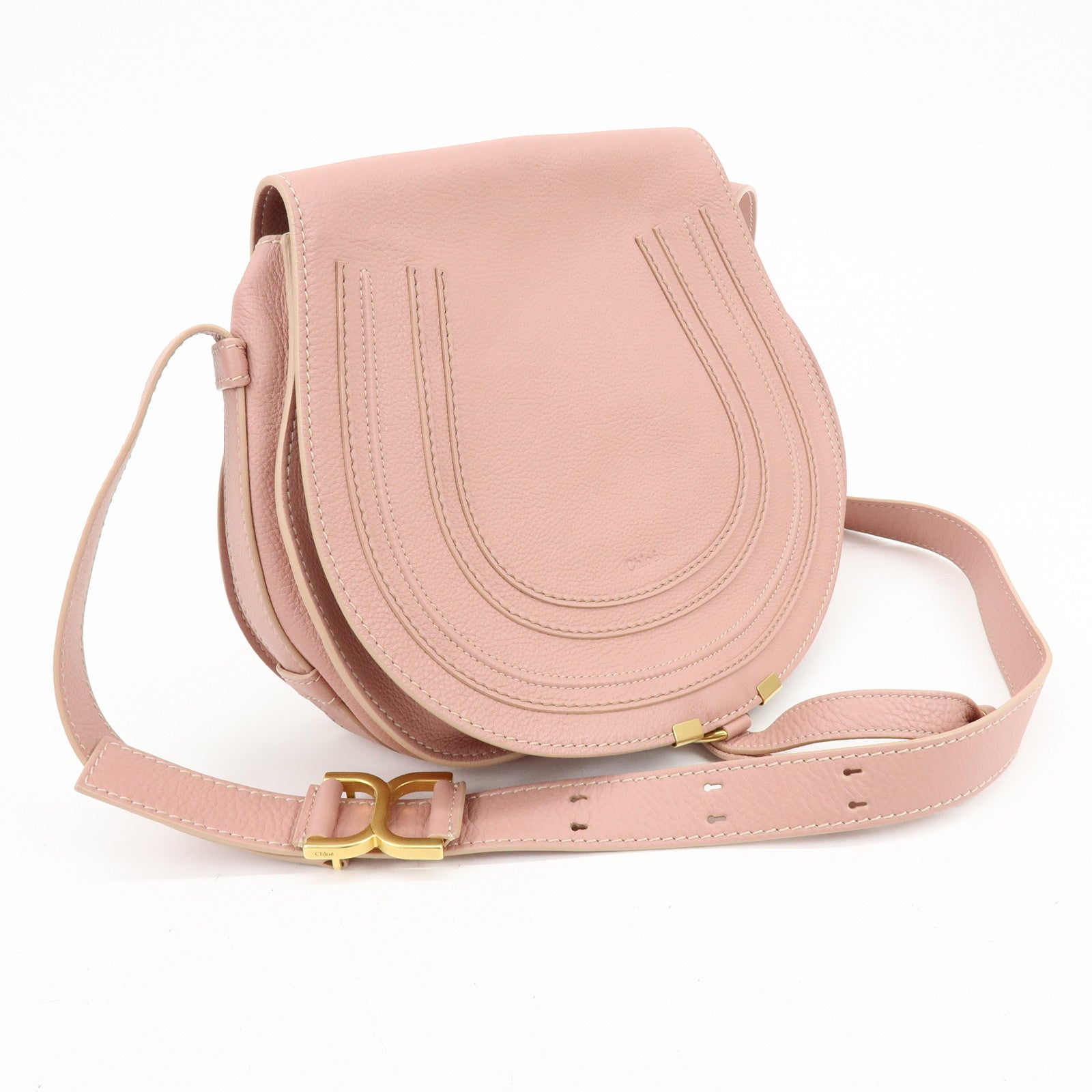 Chloe Marcie Leather Shoulder Bag Crossbody Bag Pink