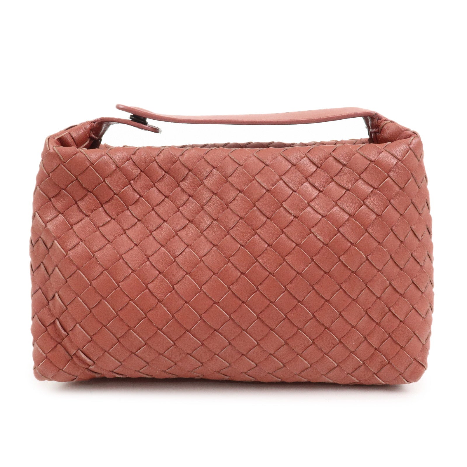 BOTTEGA VENETA Intrecciato Leather Shoulder Bag Hand Bag Red