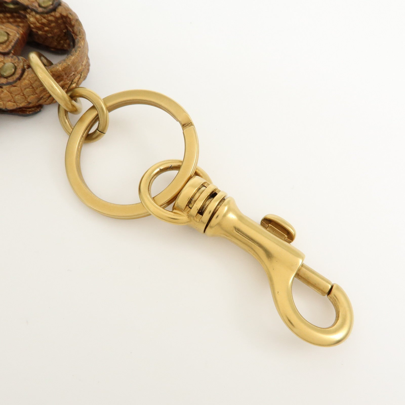 Chloe Paddington Embossed Leather Bag Charm Metallic Brown