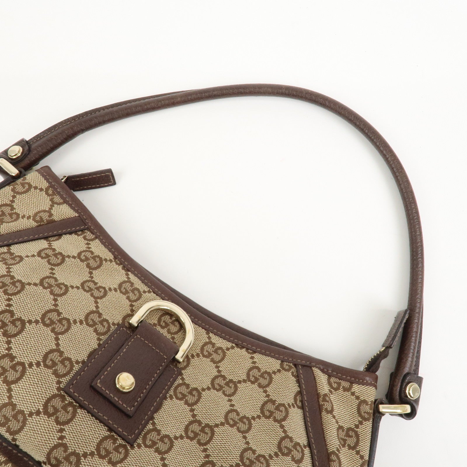 GUCCI Abbey GG Canvas Leather Shoulder Bag Hand Bag Beige 130939