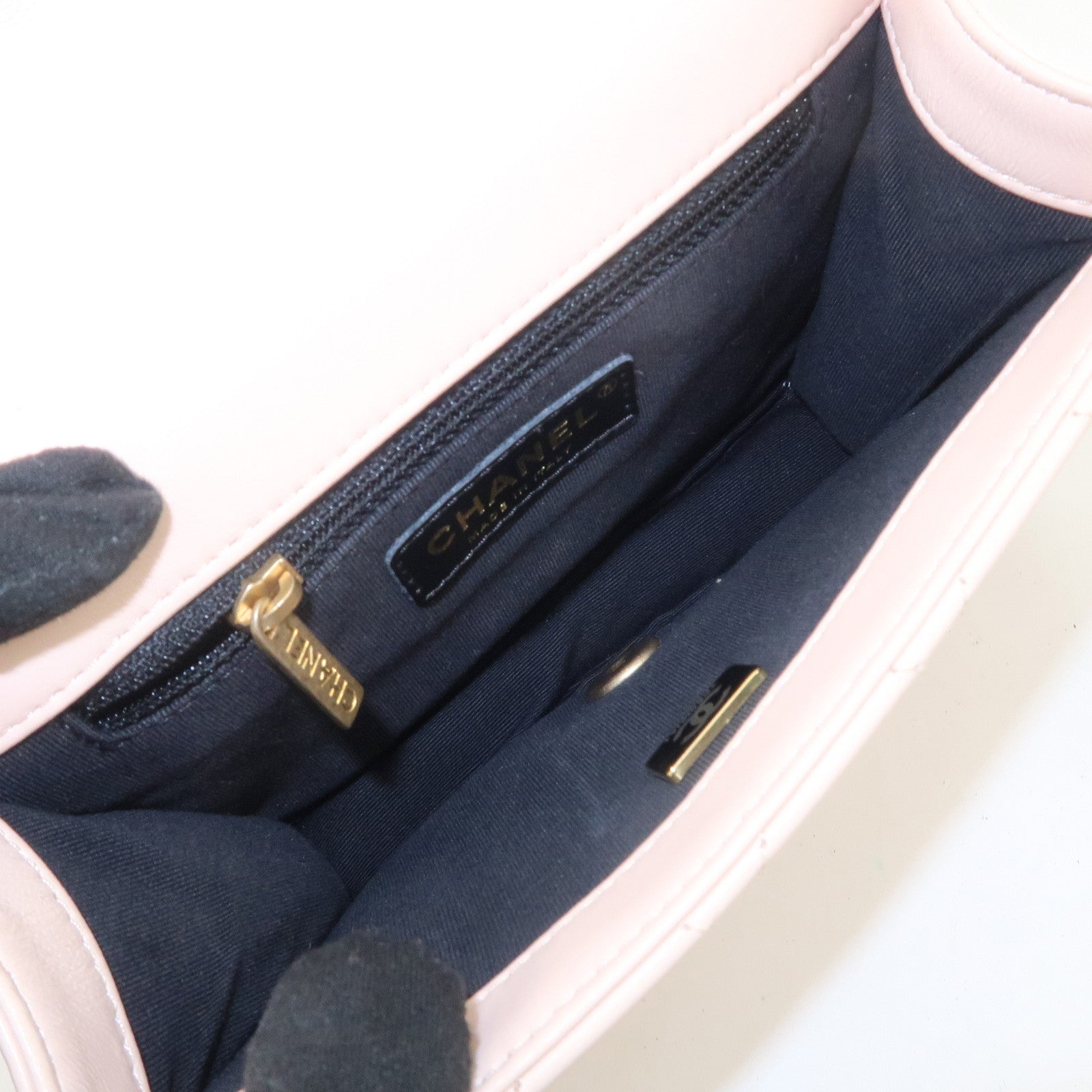 CHANEL Matelasse Mini Flap Lamb Skin Chain Shoulder Bag AS2495