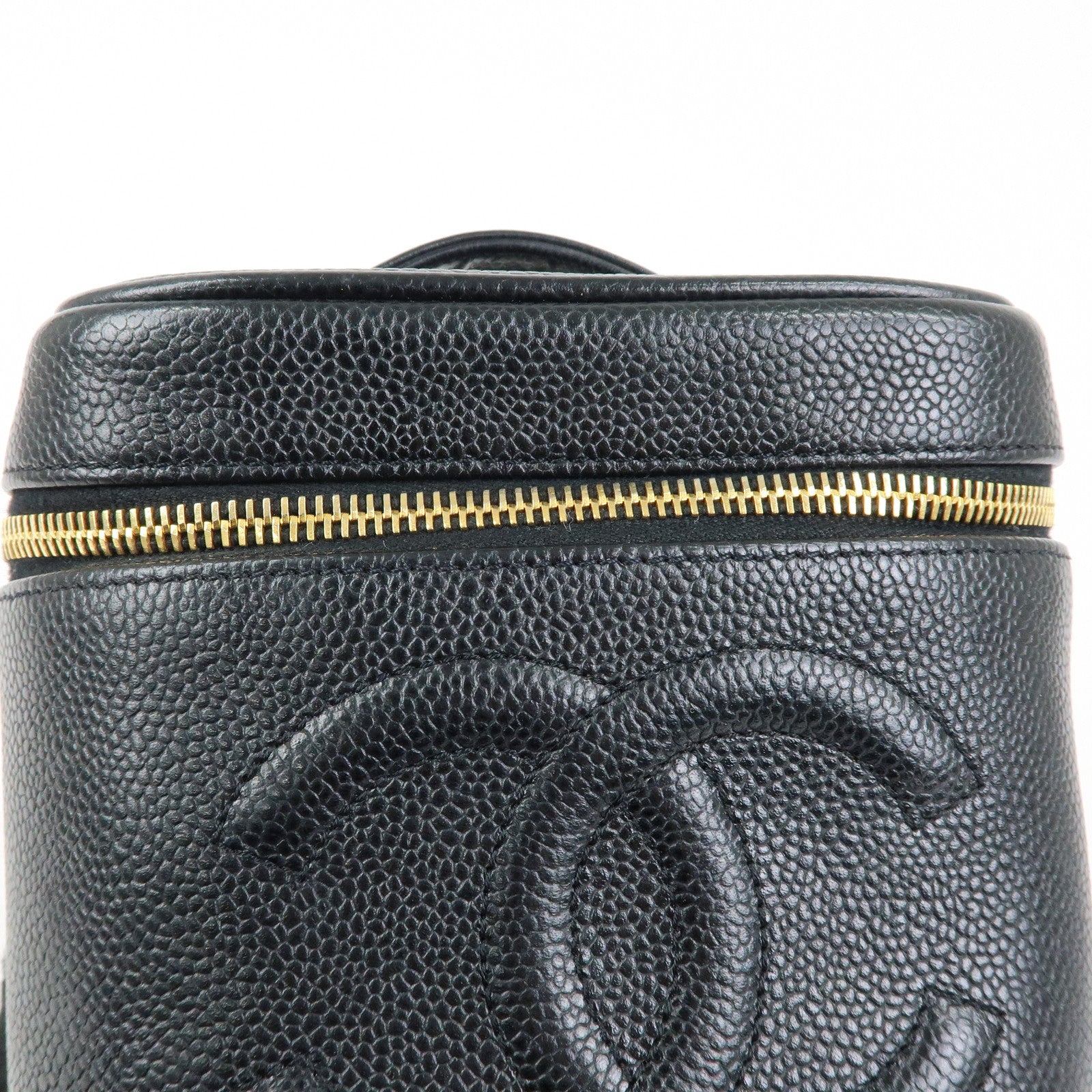CHANEL COCO Mark Caviarskin Vanity Bag Hand Bag Black A01998