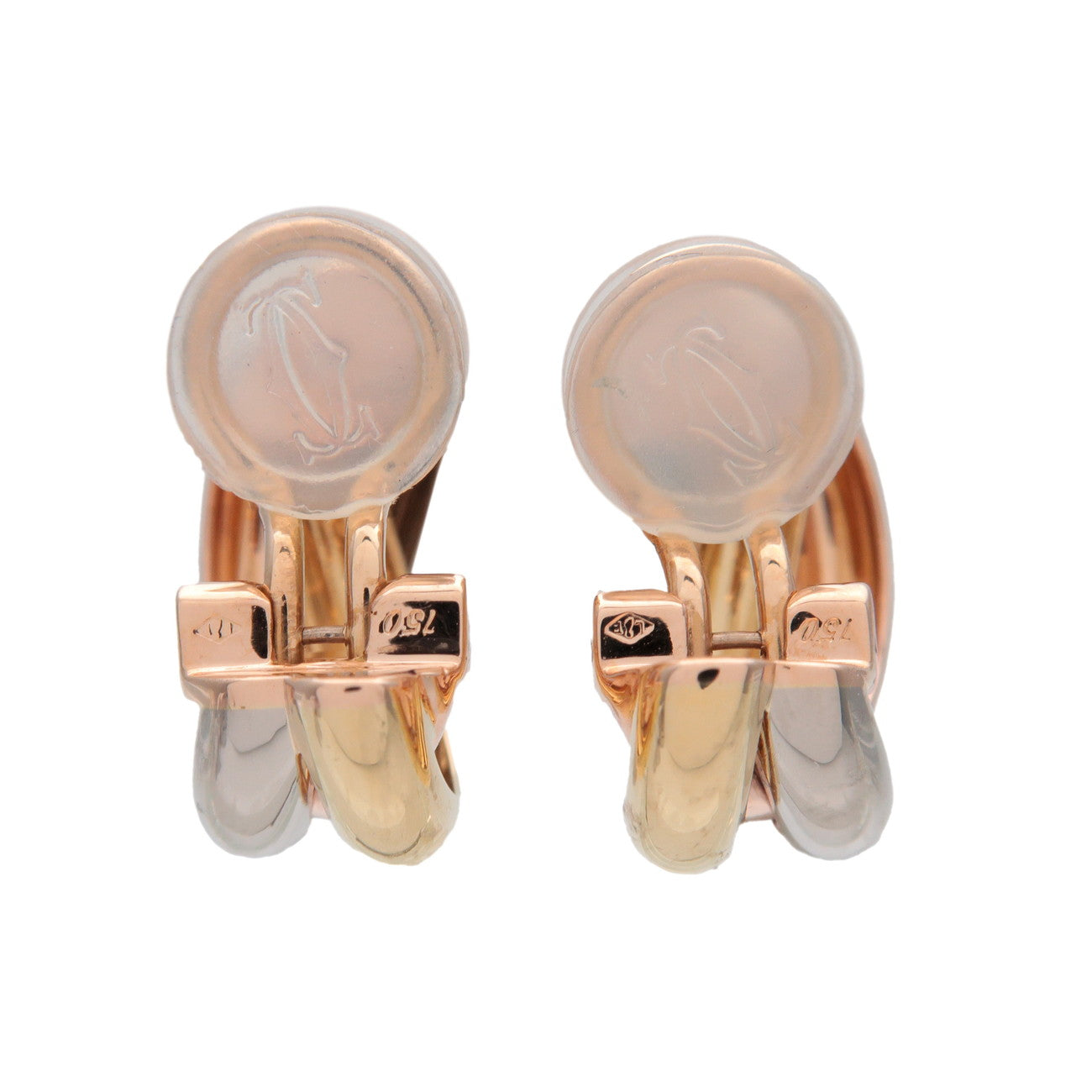 Cartier Trinity Clip On Earrings K18 750 Yellow Rose White Gold