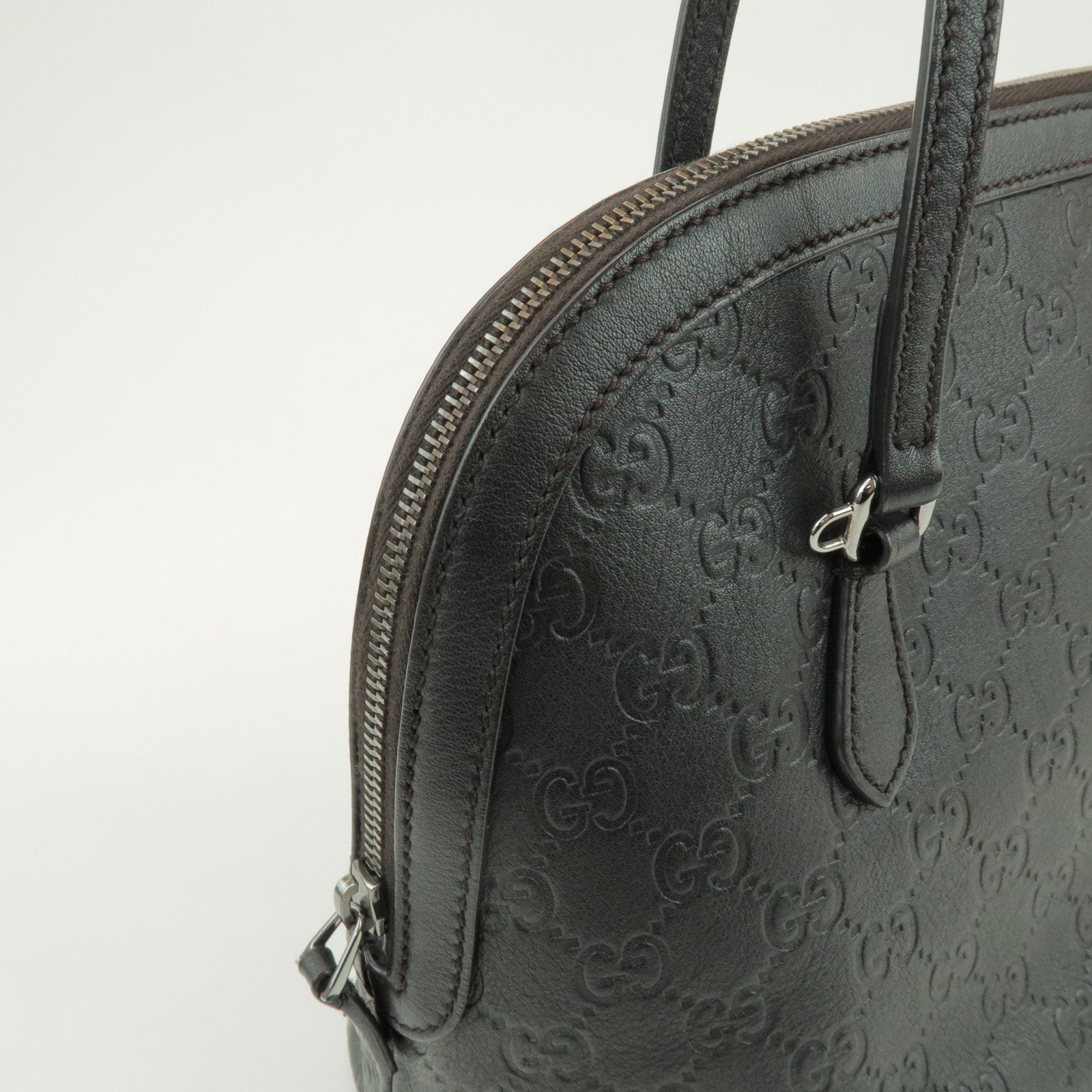 GUCCI Guccissima Leather 2Way Bag Hand Shoulder Bag Black 420023