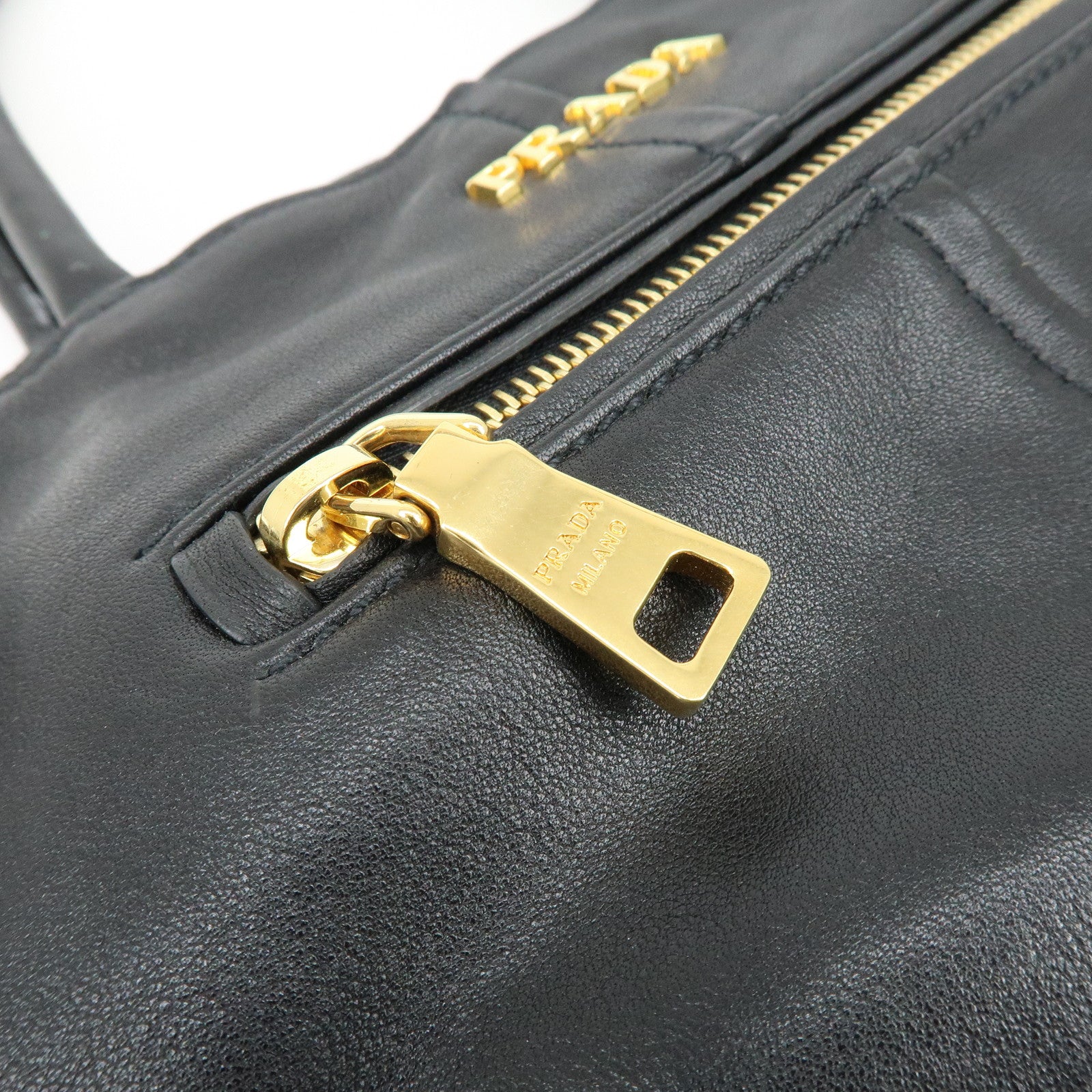 PRADA Soft Calf Leather 2Way Bag Hand Bag Shoulder Bag Black BN1832