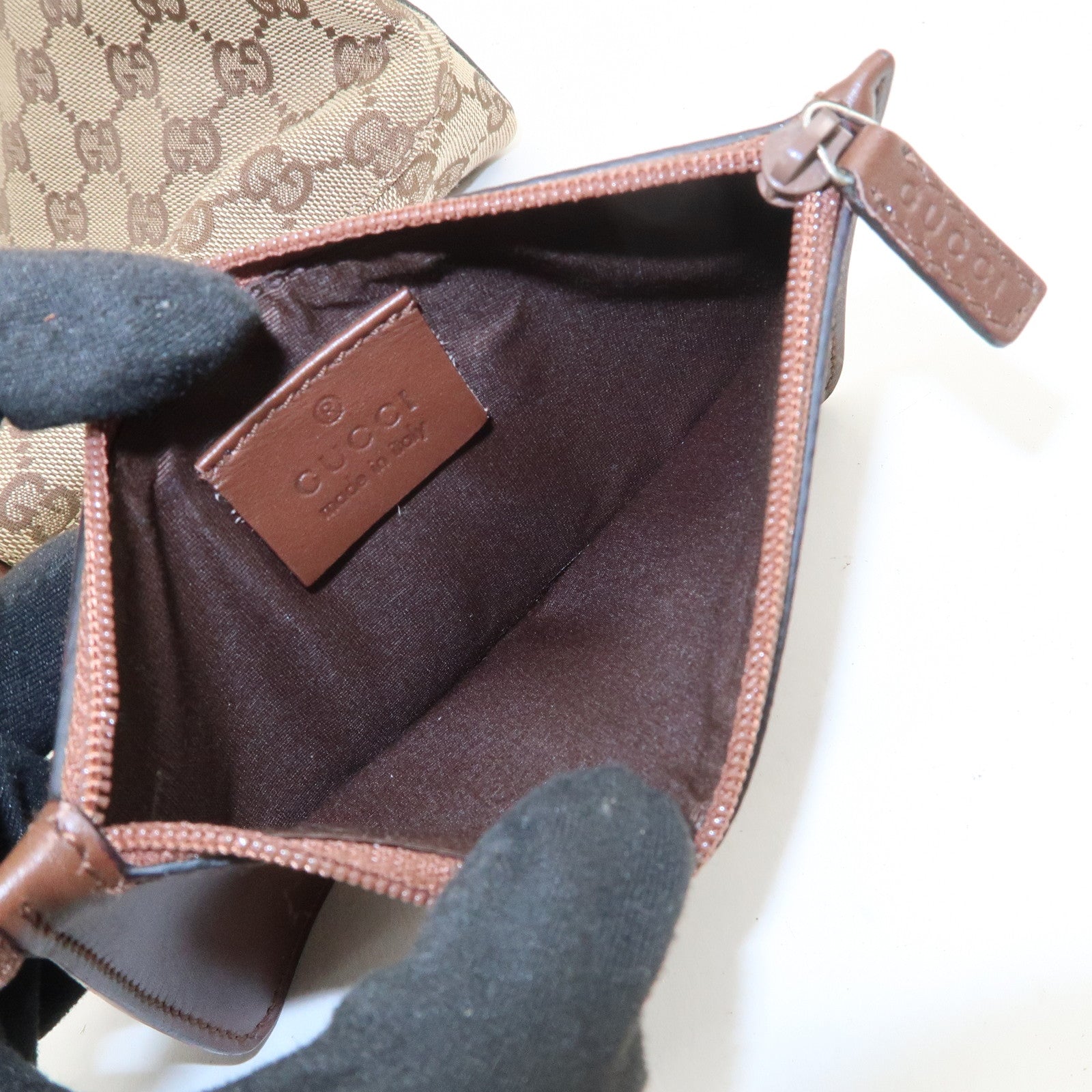 GUCCI GG Monogram Canvas Leather Shoulder Bag Beige Brown 90646