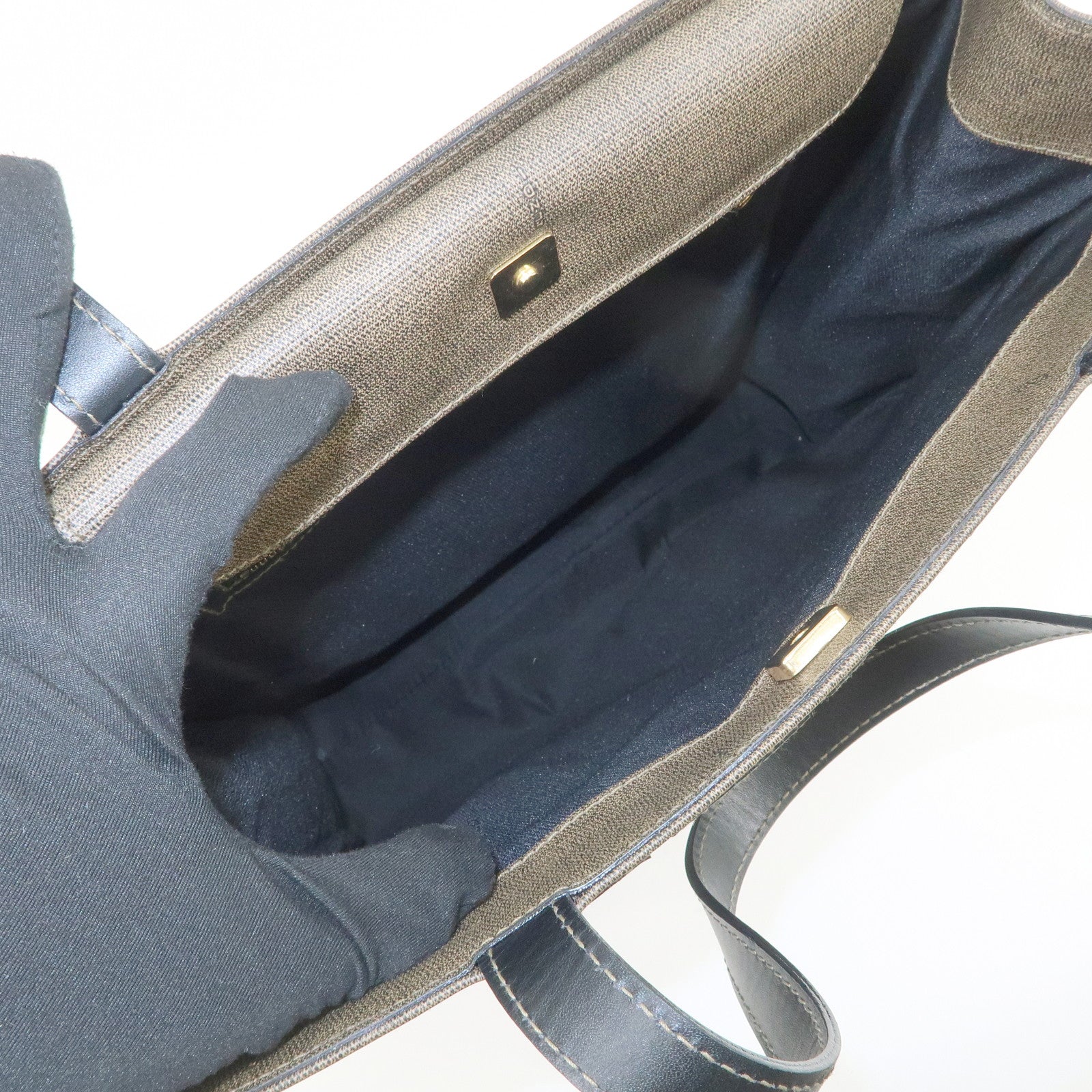 FENDI 1925 ROMA ITALY PVC Leather Tote Bag Brown Black 45426000