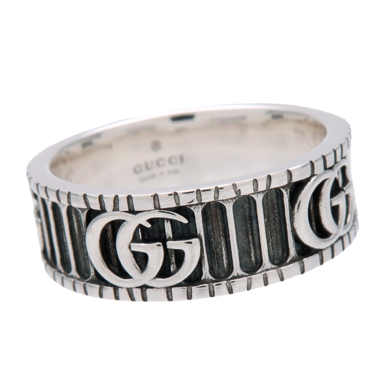 GUCCI Double G Wide Ring SV925 Silver #19 US8.5 EU58 HK19